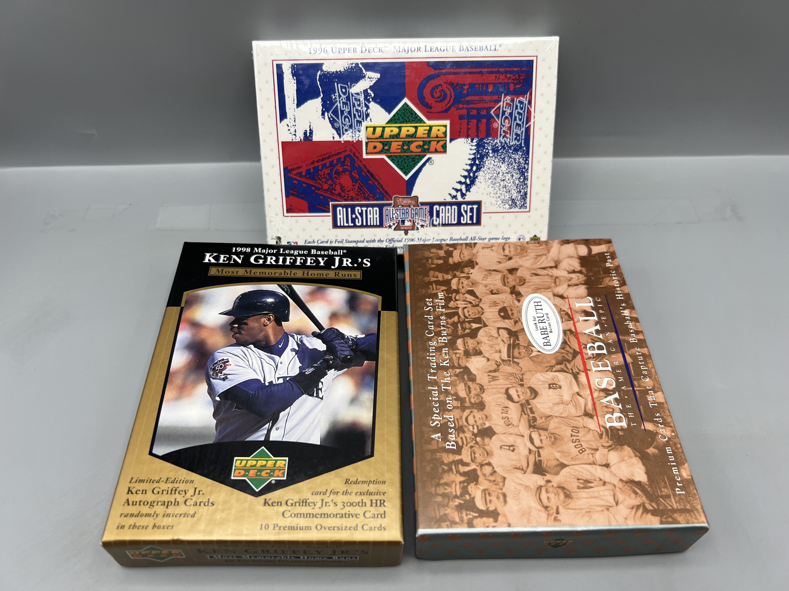 (3) Assorted Baseball Small Sets - 1998 Ken Griffey Jr Memorable Homeruns - 1996 Upper Deck All Star Set Is Sealed