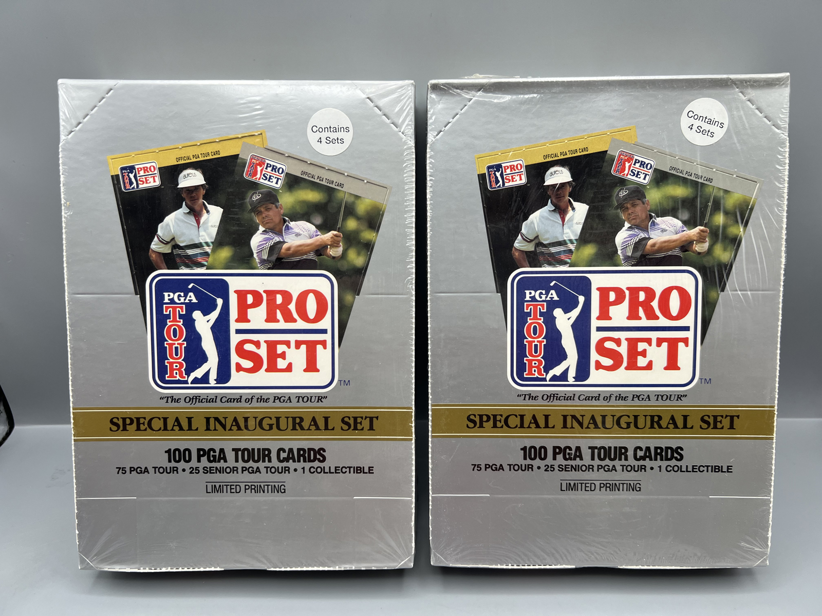 (2) 1990 Pro Set Golf Special Inaugural Edition Factory Sealed Set Boxes - 4 Sets In Each Box