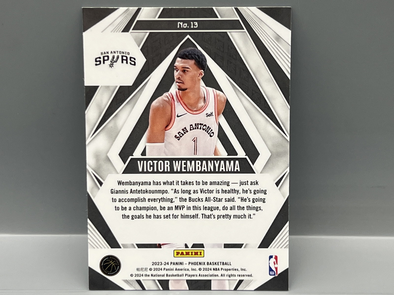 2023-24 Panini Phoenix Victor Wembanyama Paragon RC #13