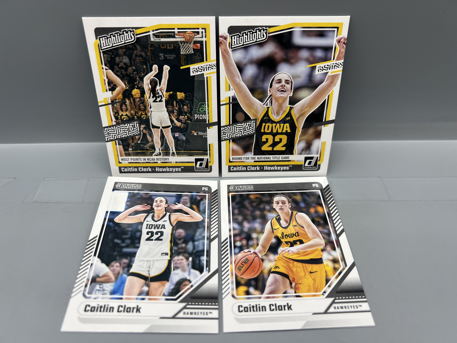 (4) 2024 Panini Caitlin Clark Collection Basketball Rookie Cards