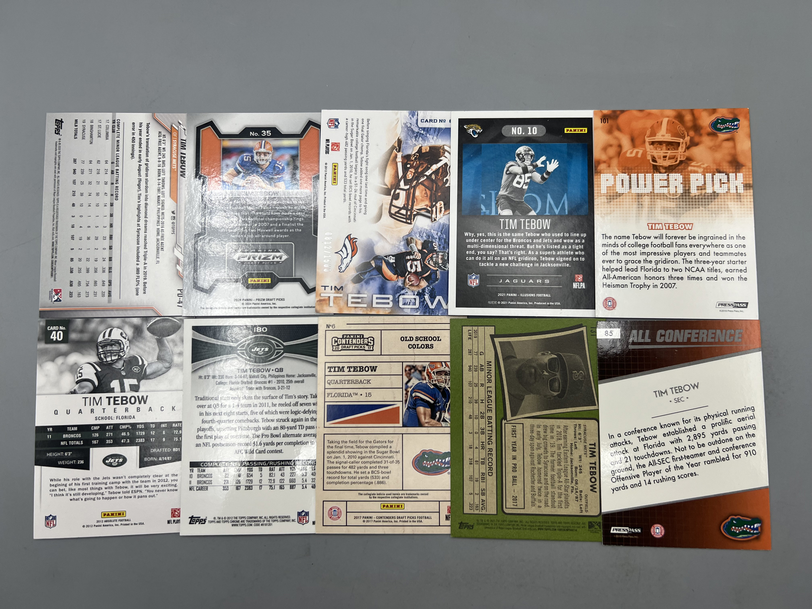 (10) Tim Tebow Football & Baseball Cards