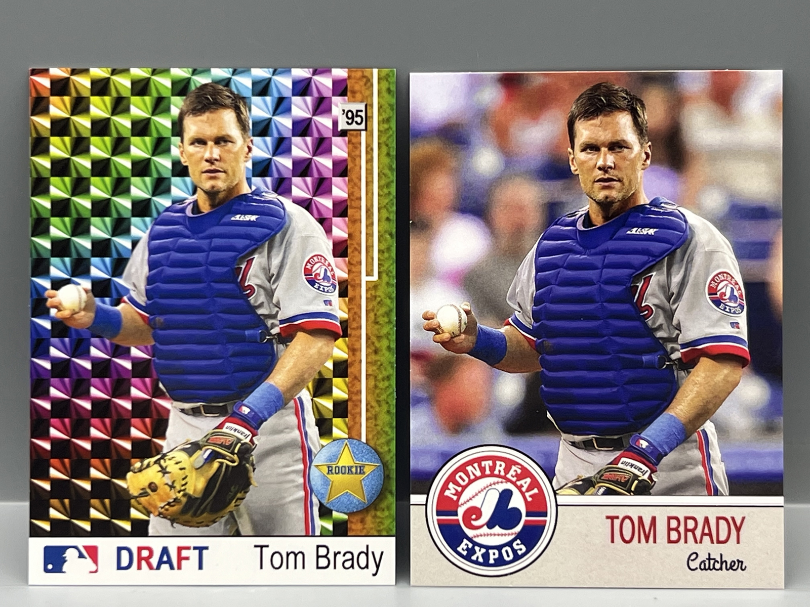 (2) Custom Unlicensed Tom Brady Baseball Cards - Custom - Not Produced By Major Manufacturer