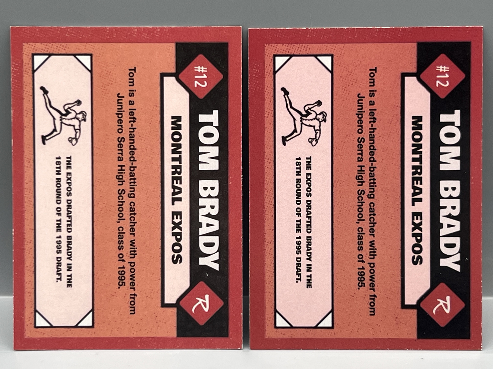 (2) Custom Unlicensed Tom Brady Baseball Cards - Custom - Not Produced By Major Manufacturer