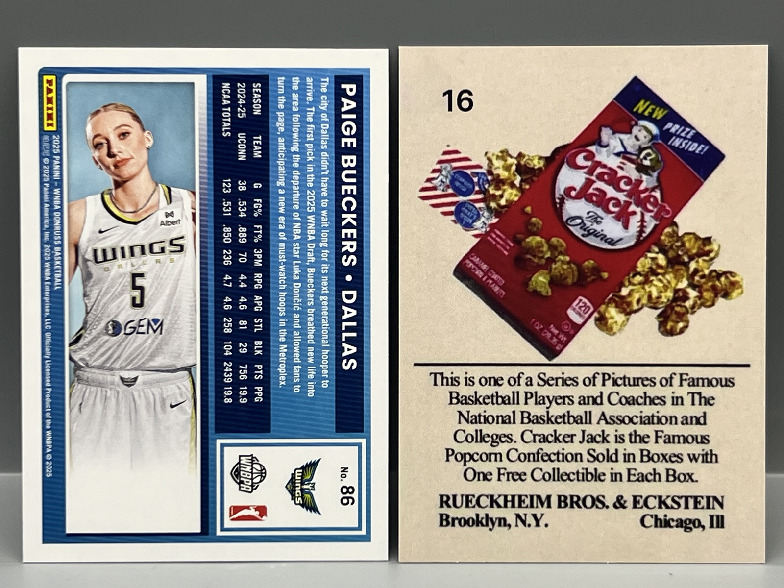 2025 Panini Donruss Paige Bueckers RC #86 & Custom Cracker Jack-Style Card