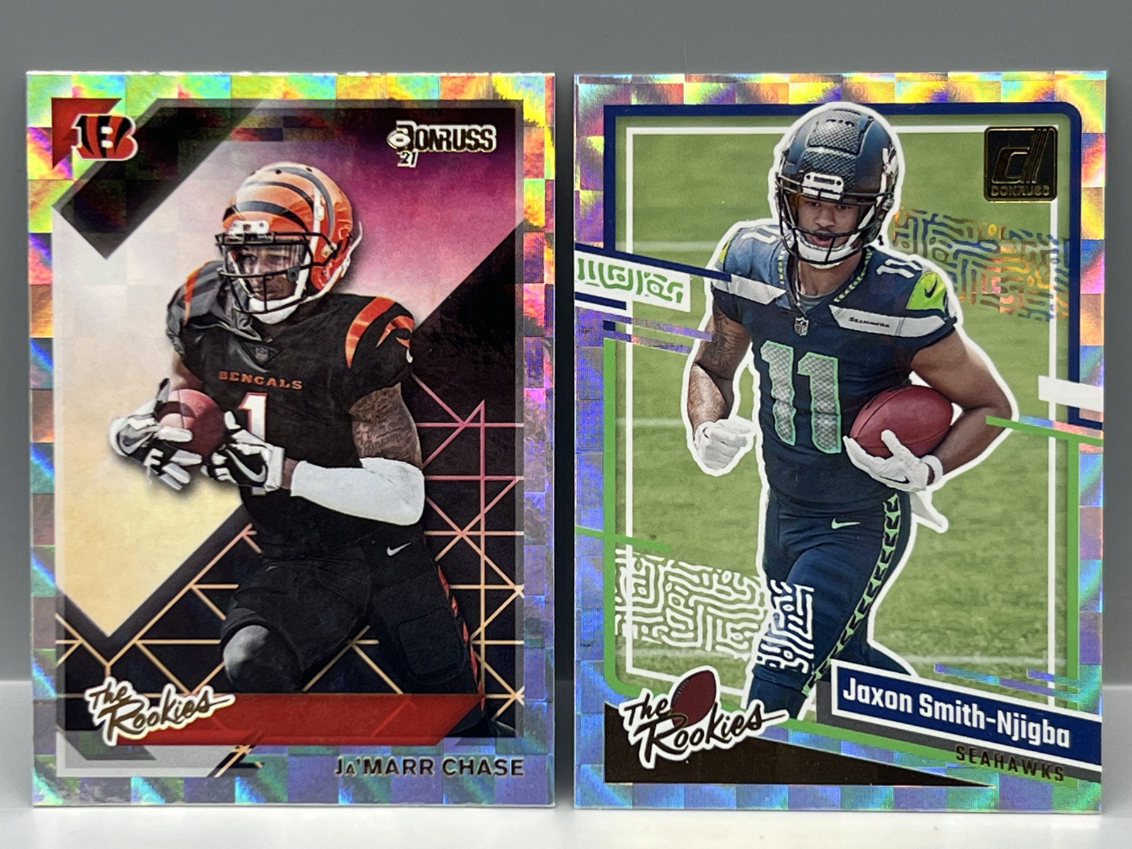 2021 Panini Donruss JaMarr Chase The Rookies #TR-JMC & 2023 Panini Donruss Jaxon Smith-Njigba The Rookies #7