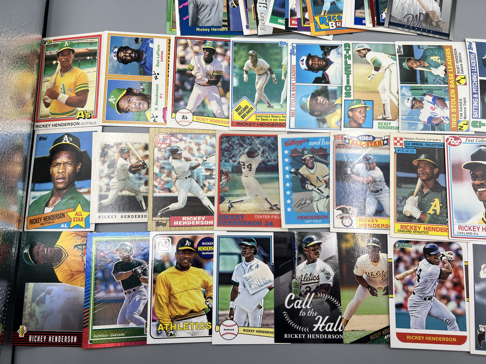 (50) Rickey Henderson Baseball Cards - Varying Conditions