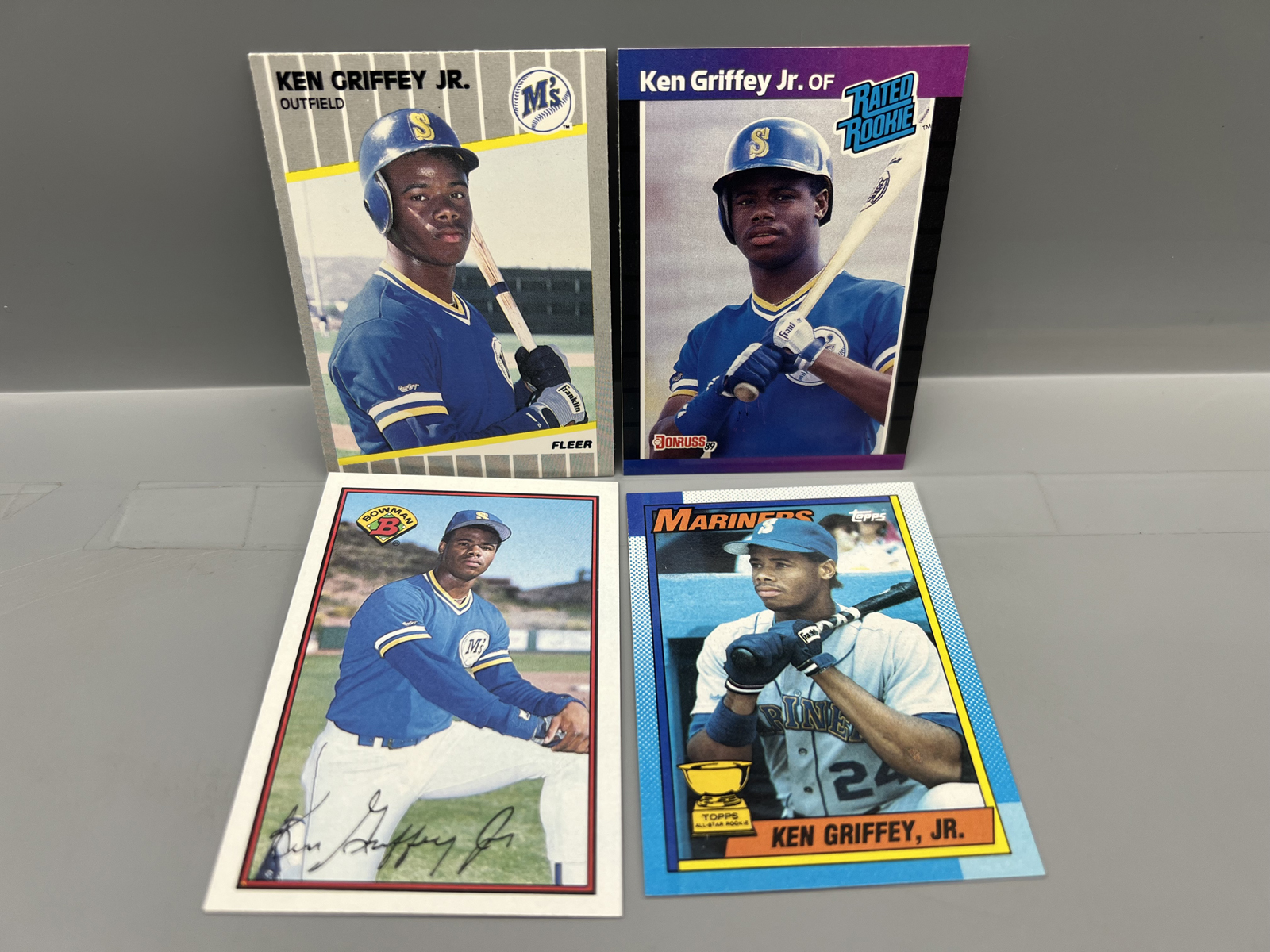 (4) Ken Griffey Jr. Baseball Cards W/ (3) Rookies - Varying Conditions