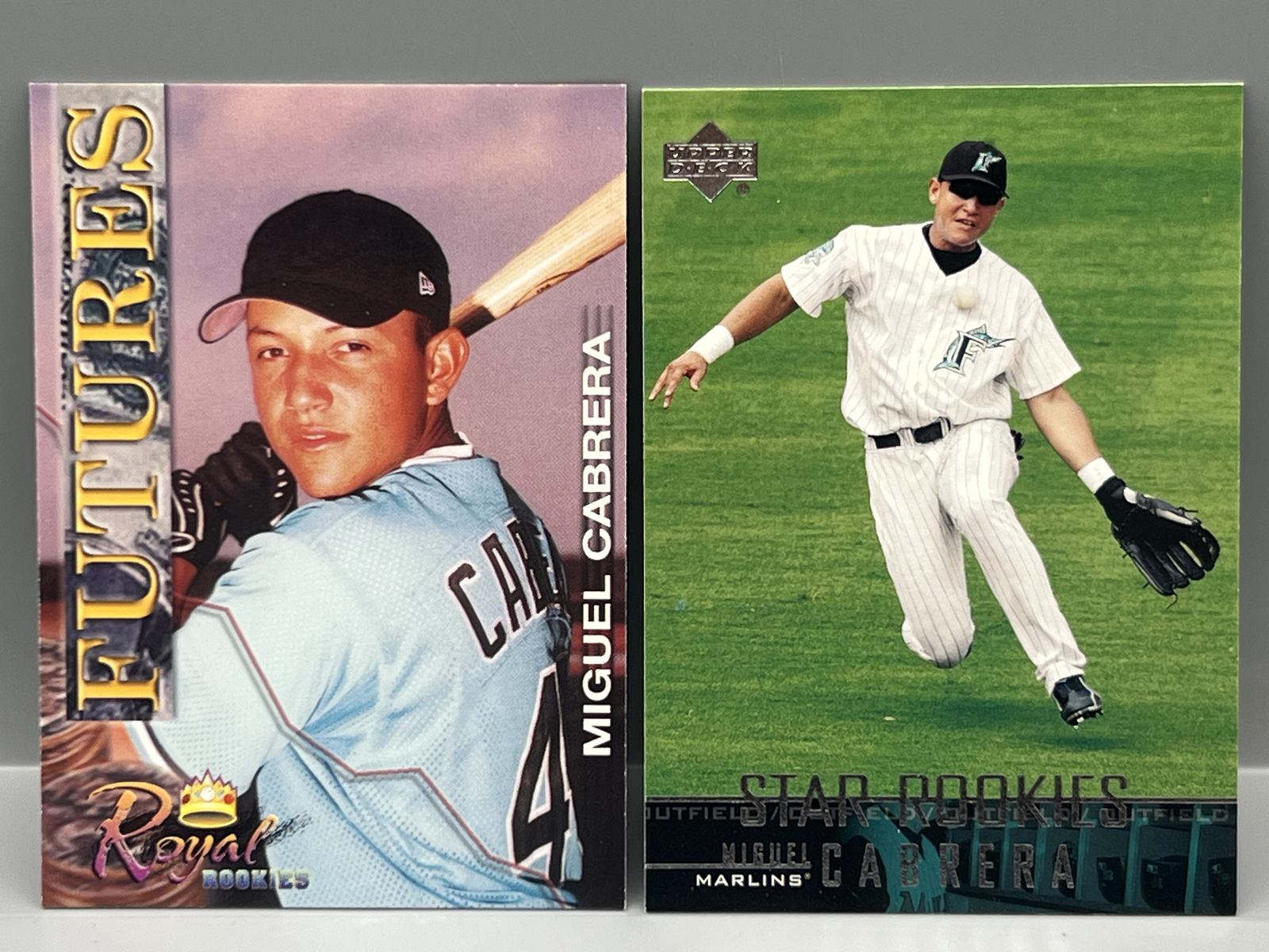2001 Royal Rookies Miguel Cabrera #16 & 2003 Upper Deck Star Rookies #5