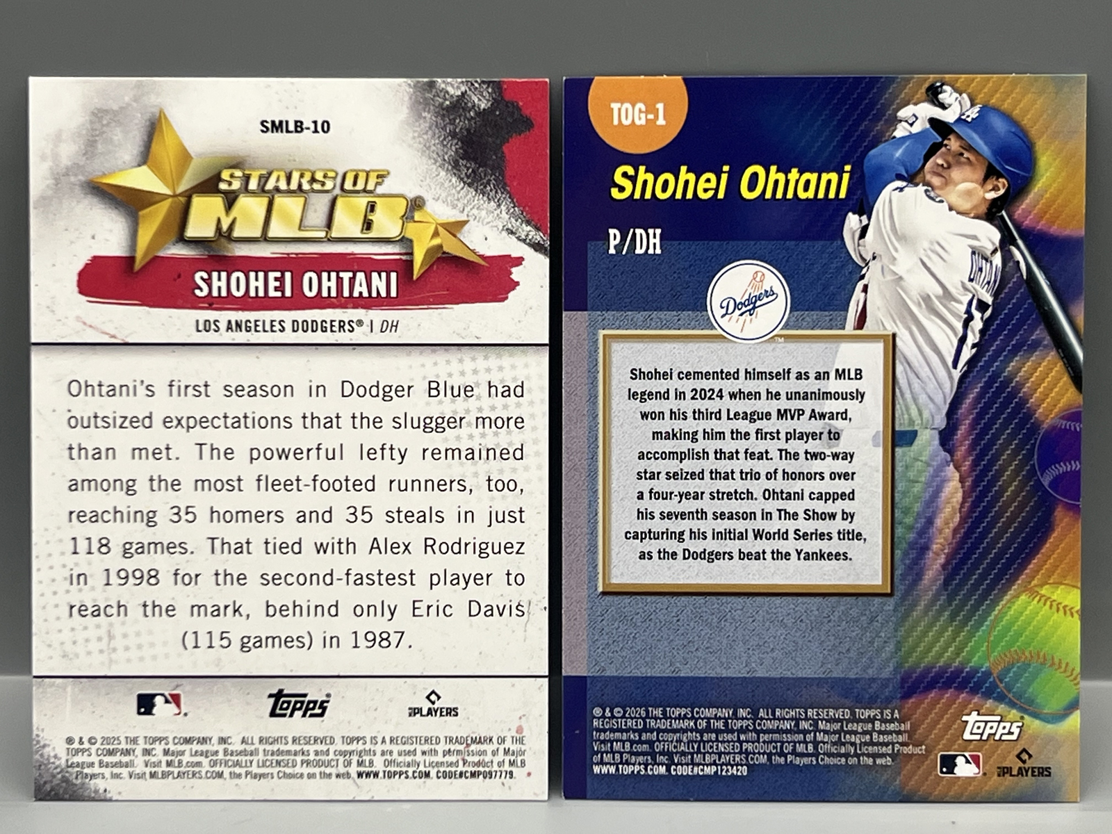 2025 Topps Shohei Ohtani Stars of MLB #SMLB-10 & 2026 Topps Titans of The Game #TOG-1