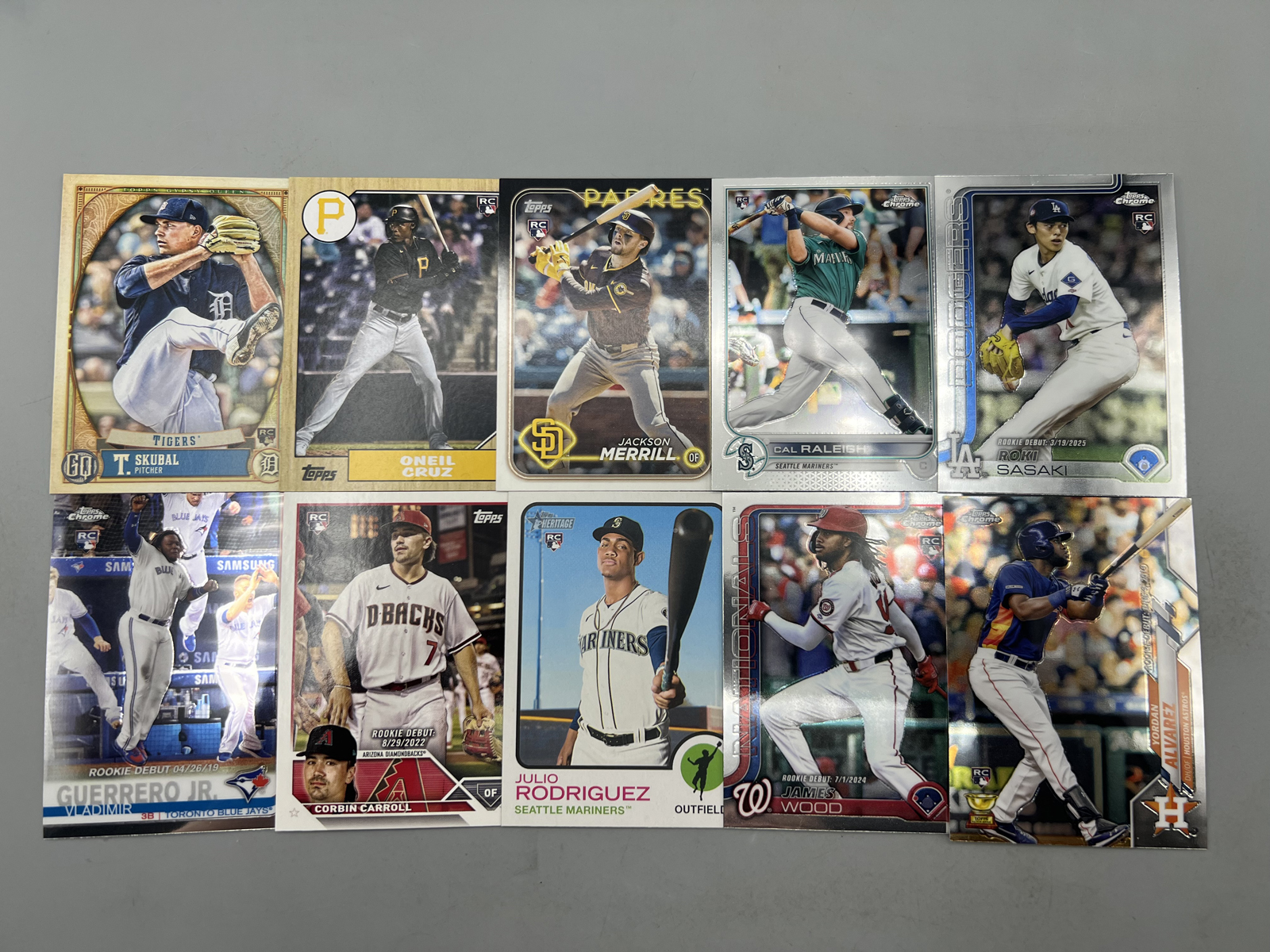 (10) Assorted Modern Baseball ookie Cards - Tarik Skubal, Jackson Merrill, Vladimir Guerrero Jr.