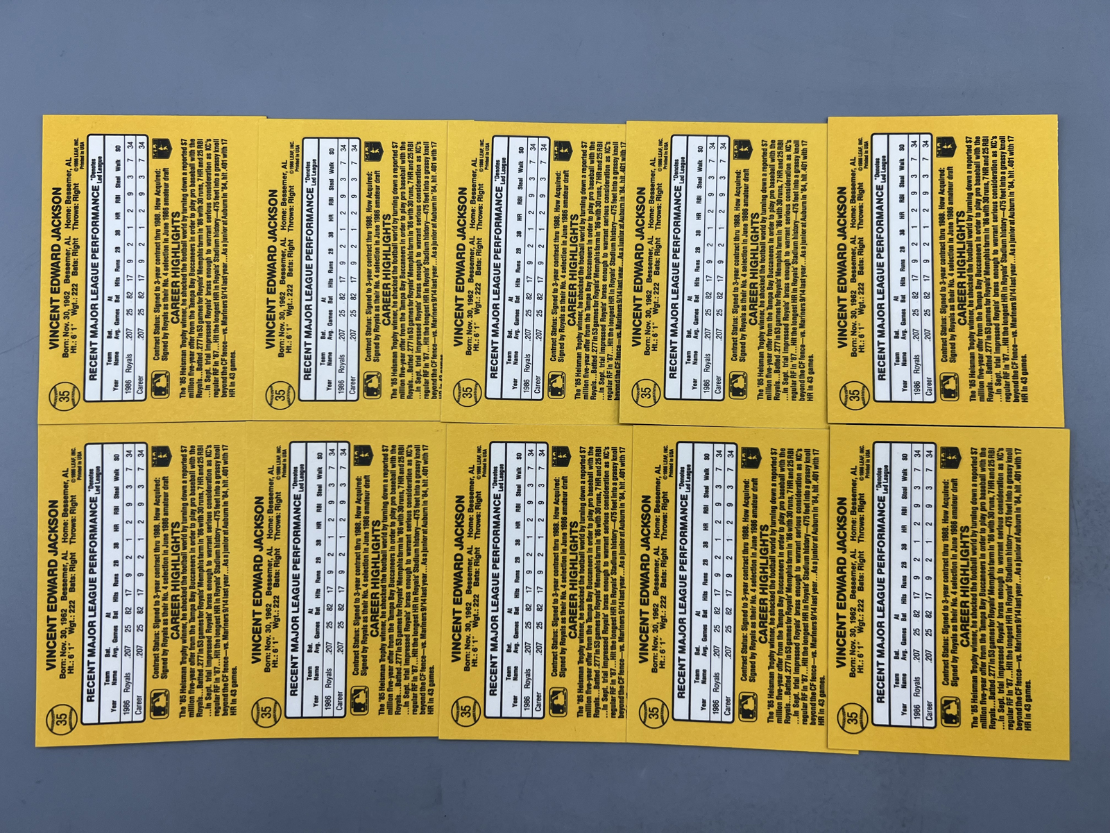 (10) 1987 Donruss Bo Jackson RCs #35