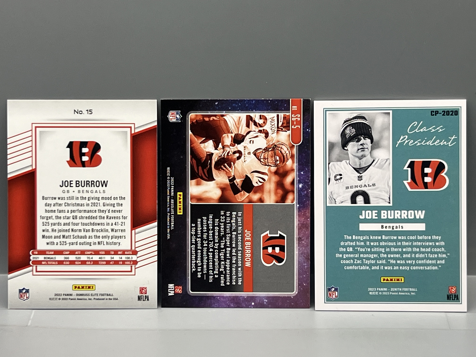 (3) Joe Burrow Football Cards