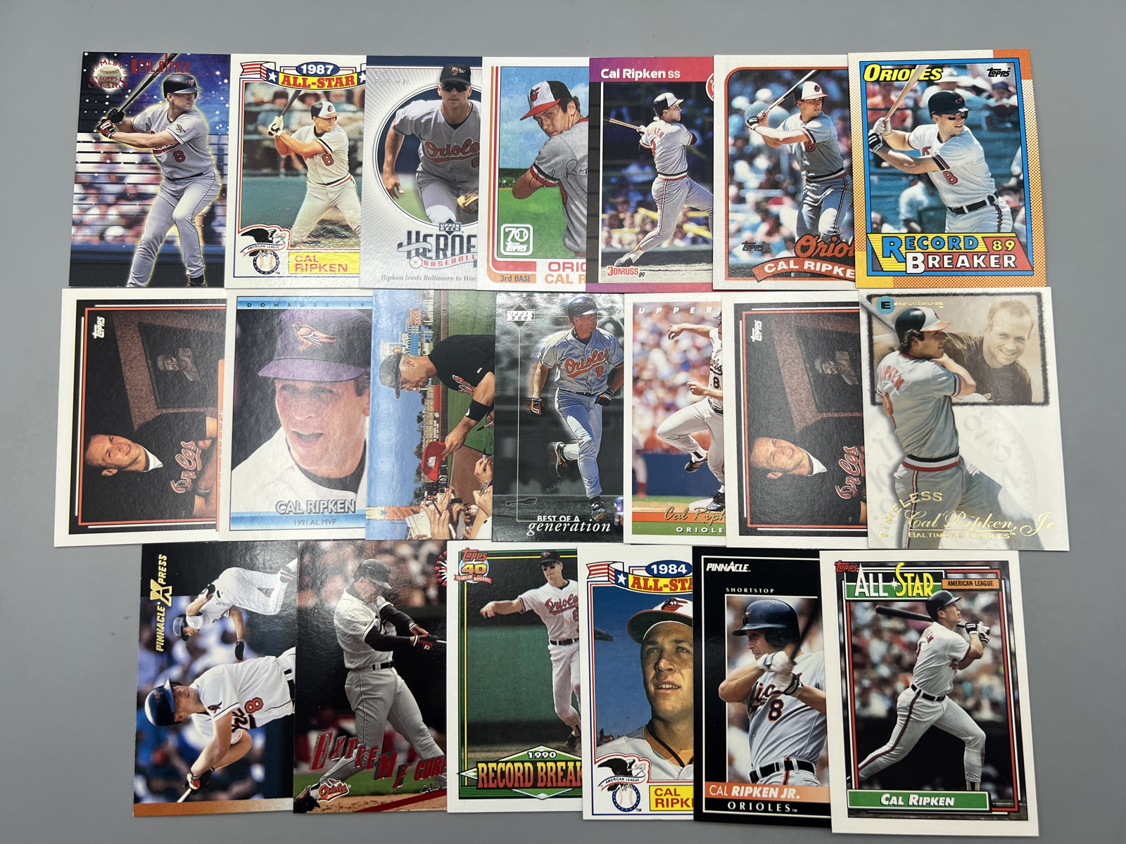 (20) 1985-2021 Cal Ripken Jr. Baseball Cards - Varying Conditions