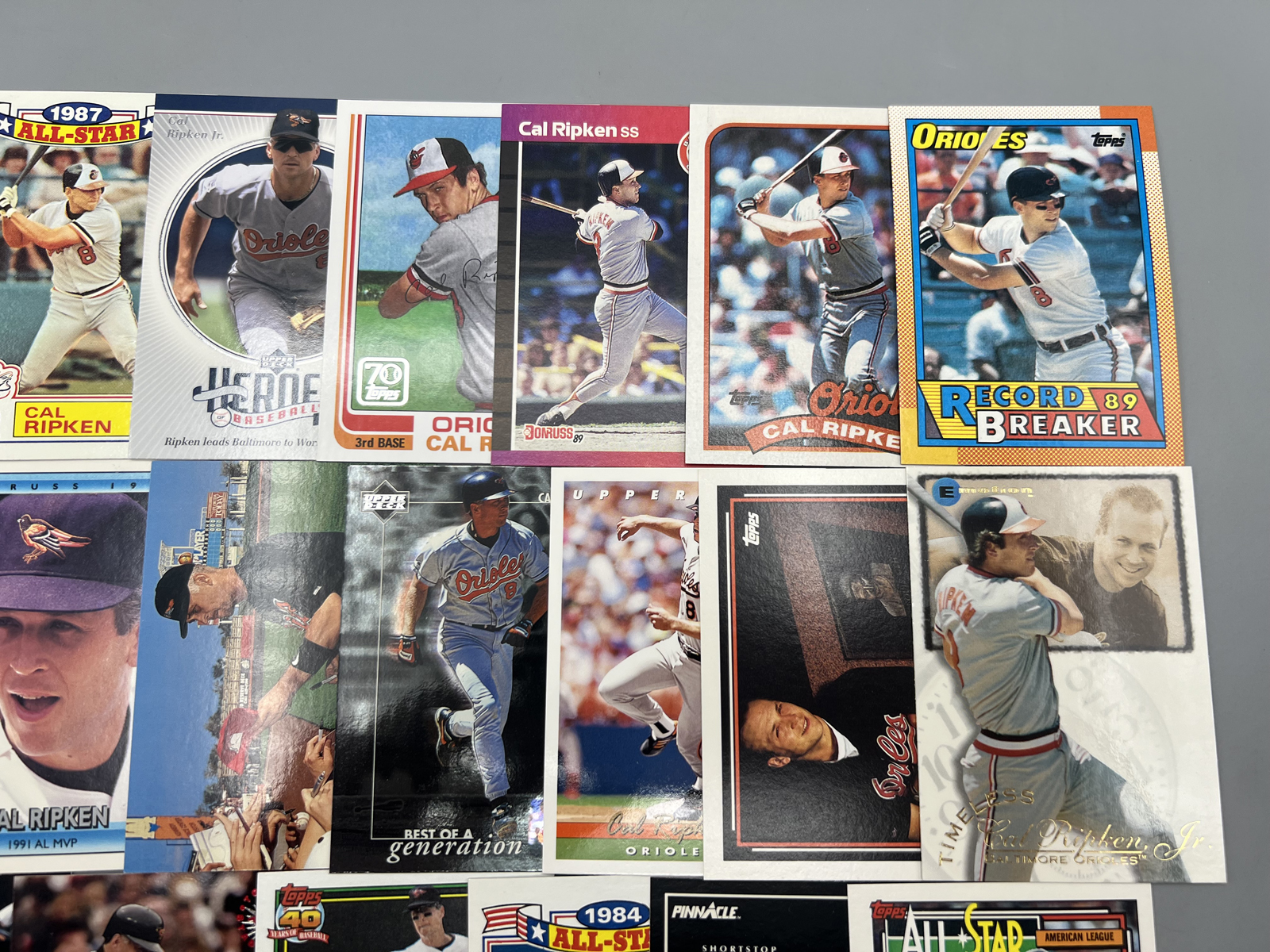 (20) 1985-2021 Cal Ripken Jr. Baseball Cards - Varying Conditions