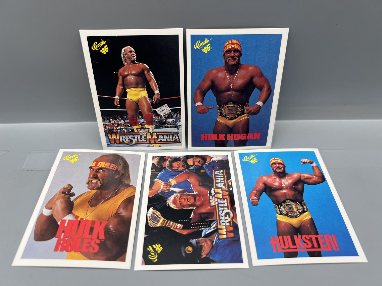 (5) 1990 Classic WWF Wrestling Hulk Hogan Cards - Varying Conditions