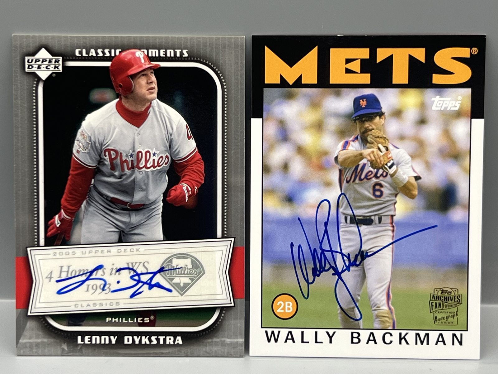 2005 Upper Deck Classic Moments Lenny Dykstra Auto #CM-LD & 2012 Topps Archives Wally Backman Auto #FFA-WB