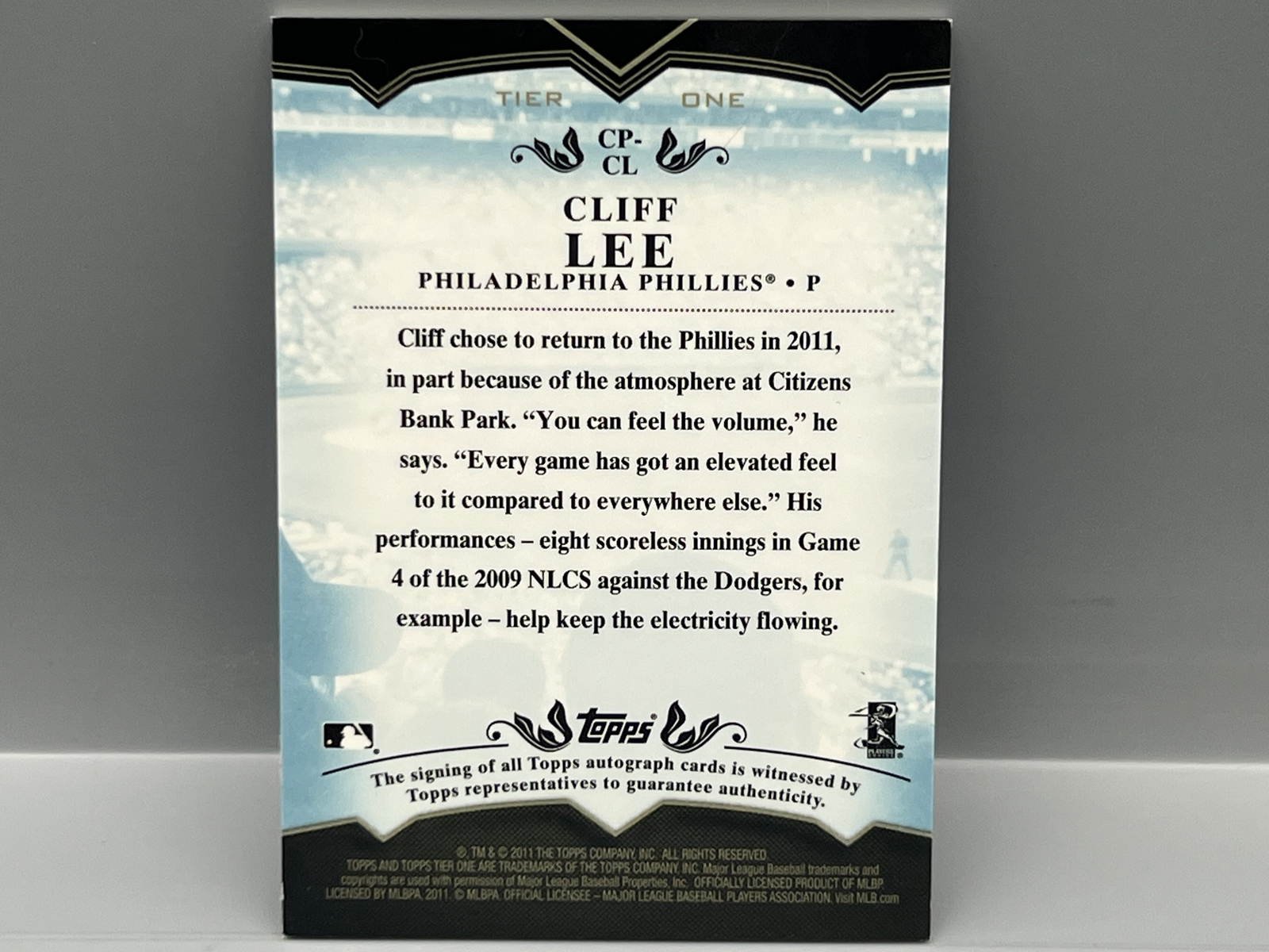 2011 Topps Tier One Cliff Lee On Card Auto #/50