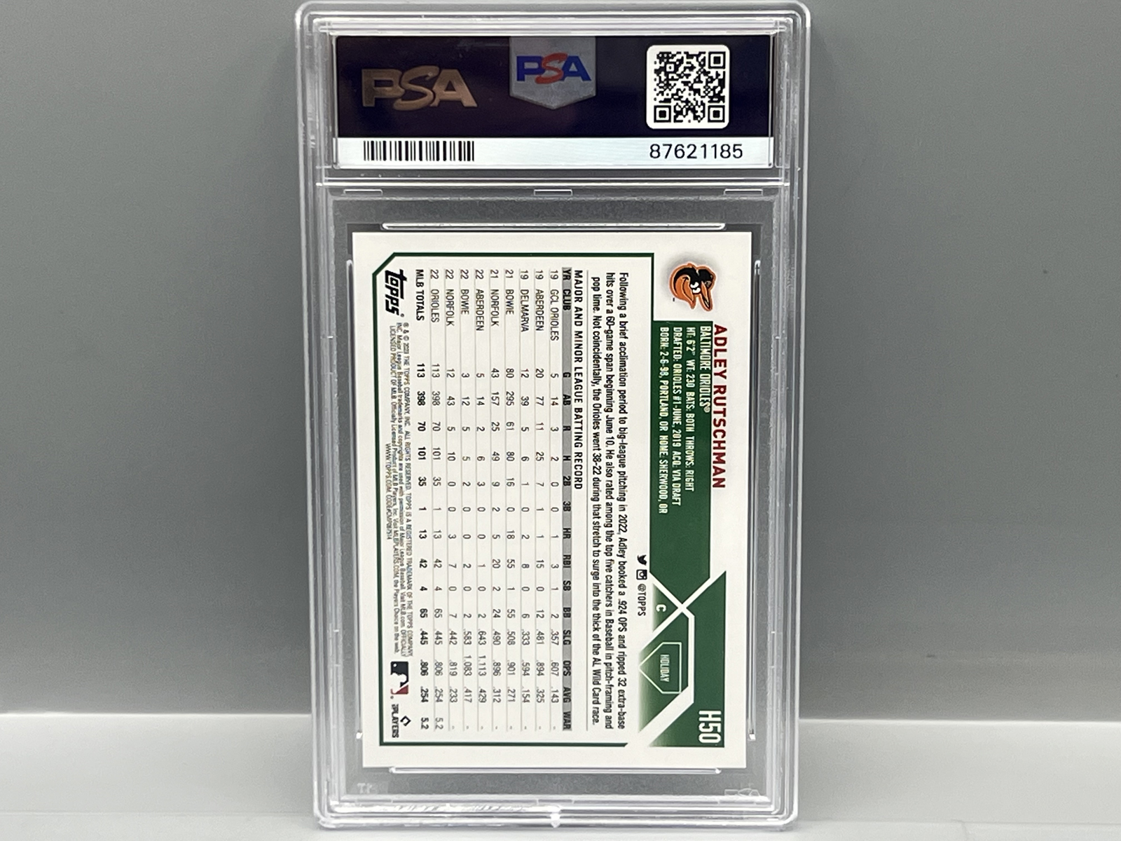 2023 Topps Holiday Adley Rutschman Candy Cane Bat SP RC #H50 PSA Gem Mint 10