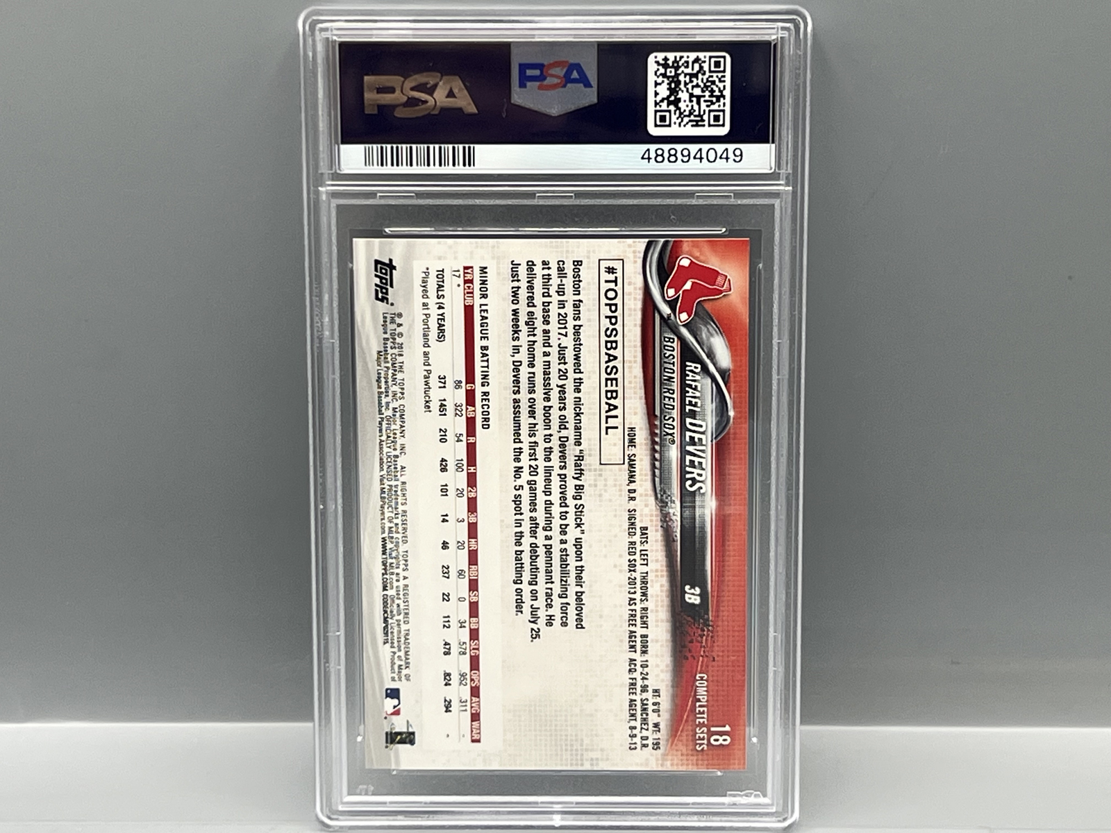 2018 Topps Complete Set Rafael Devers Retail RC #18 PSA Gem Mint 10
