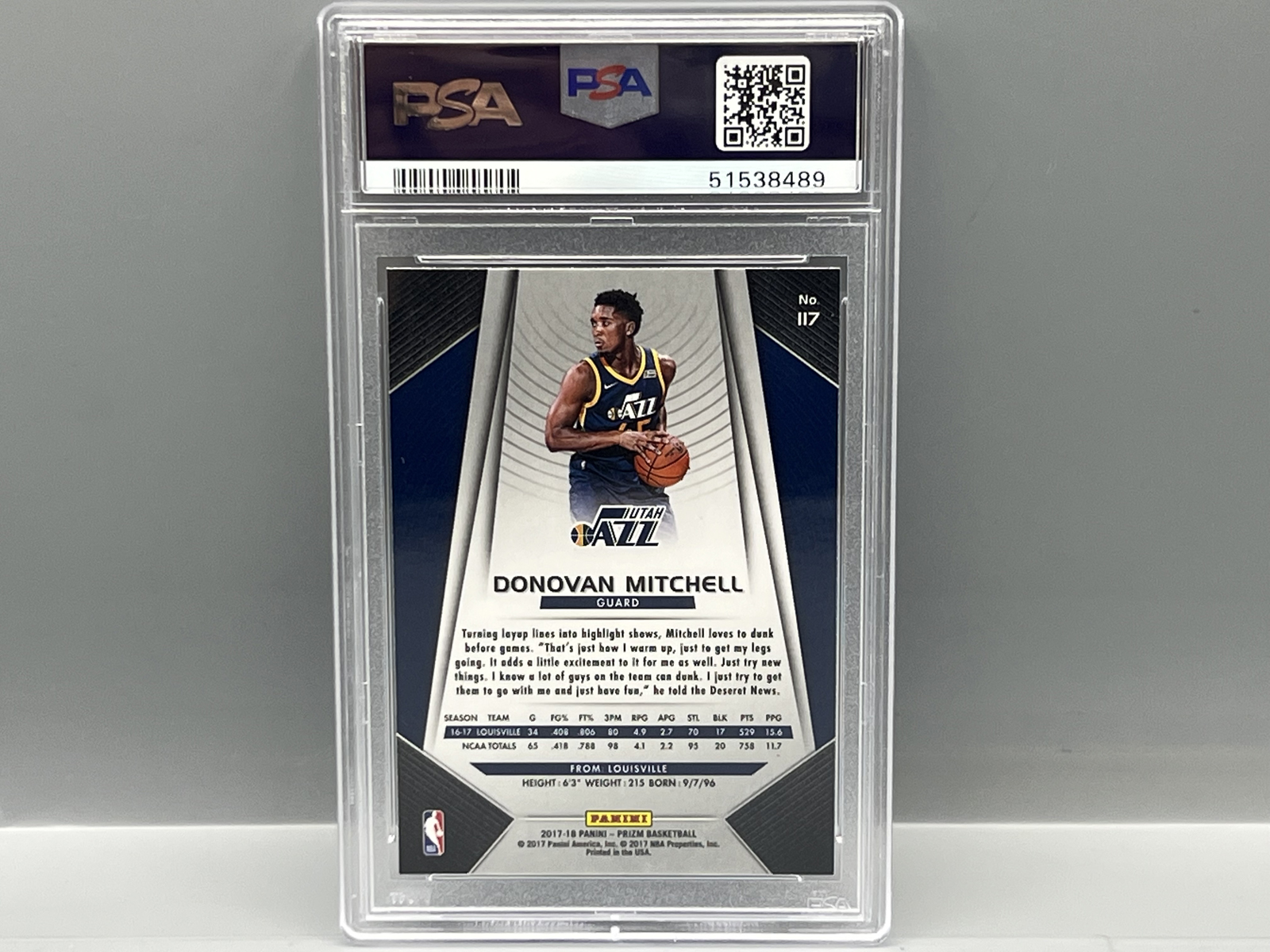 2017 Panini Prizm Donovan Mitchell RC #117 PSA Gem Mint 10