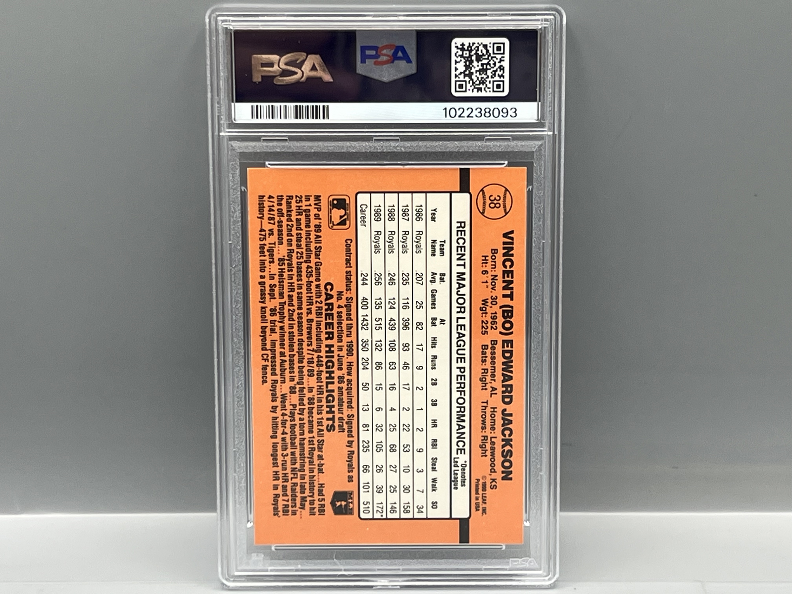1990 Donruss Learning Series Bo Jackson #38 PSA Mint 9