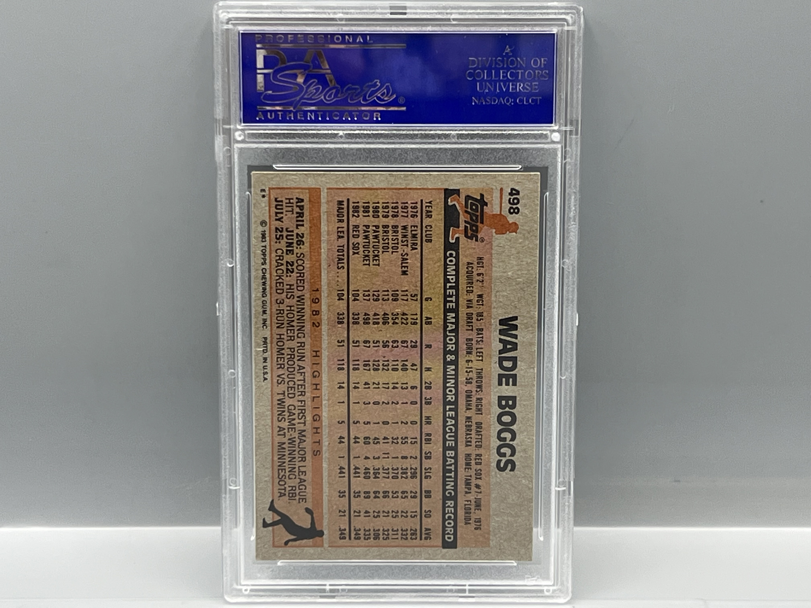 1983 Topps Wade Boggs RC #498 PSA NM-MT 8