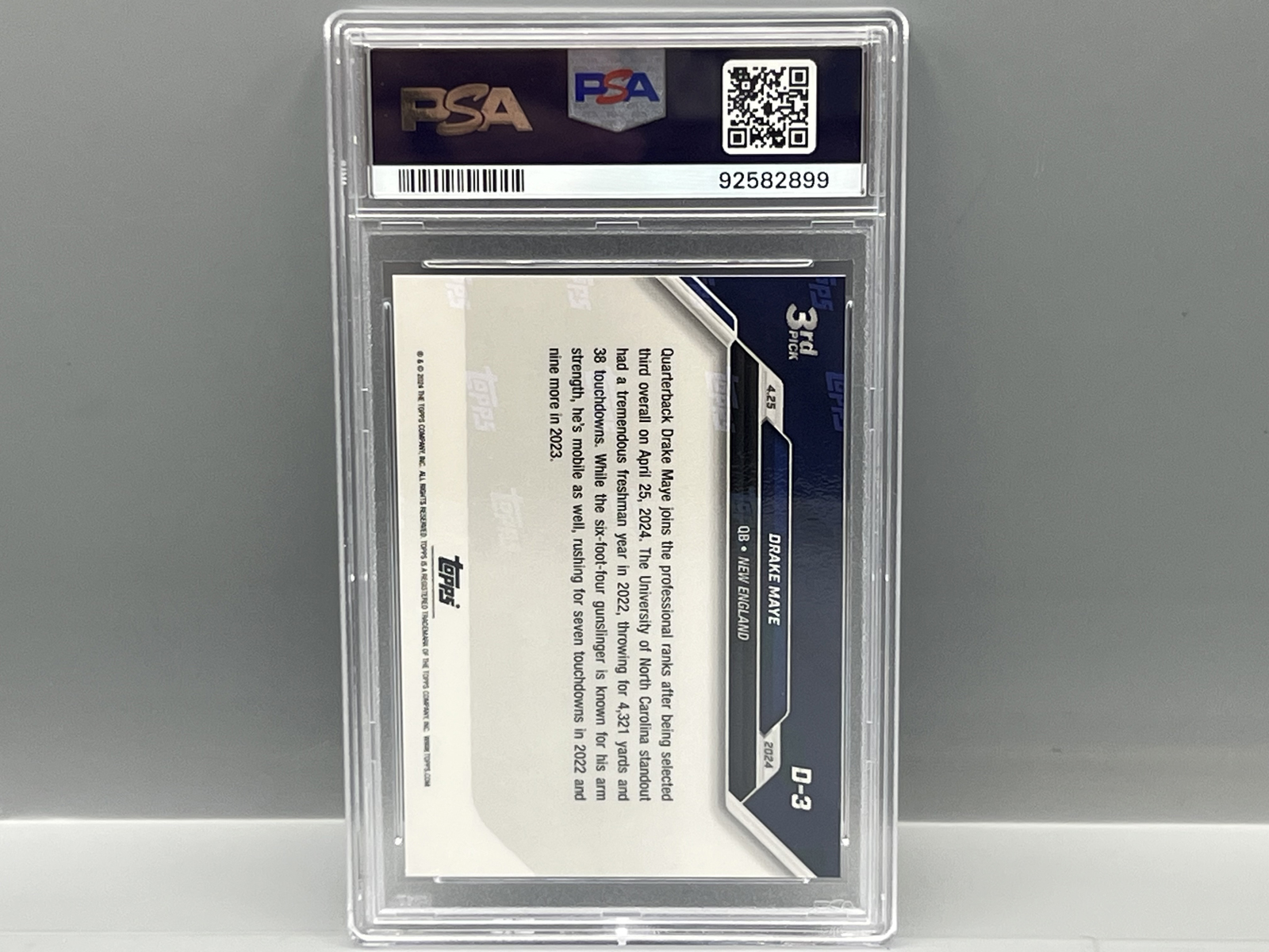 2024 Topps Now Drake Maye RC #D3 PSA Gem Mint 10