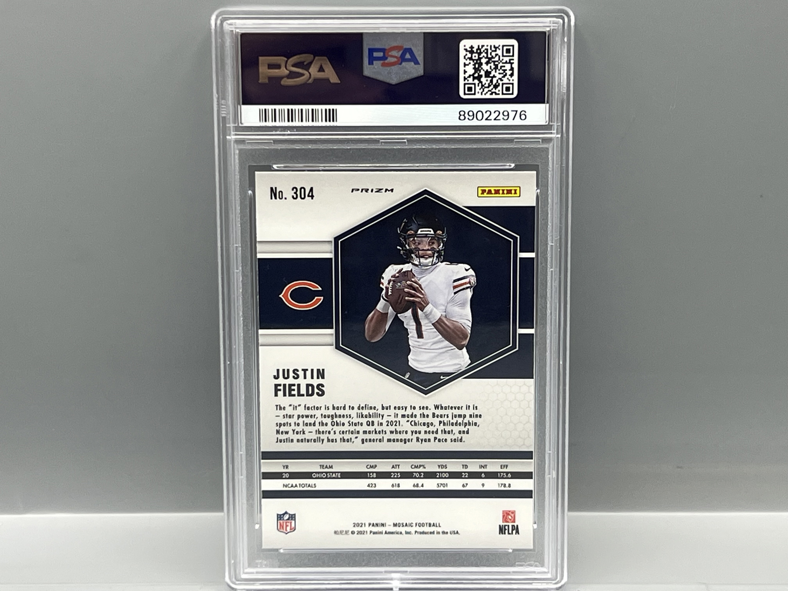 2021 Panini Mosaic Justin Fields Green RC #304 PSA Gem Mint 10