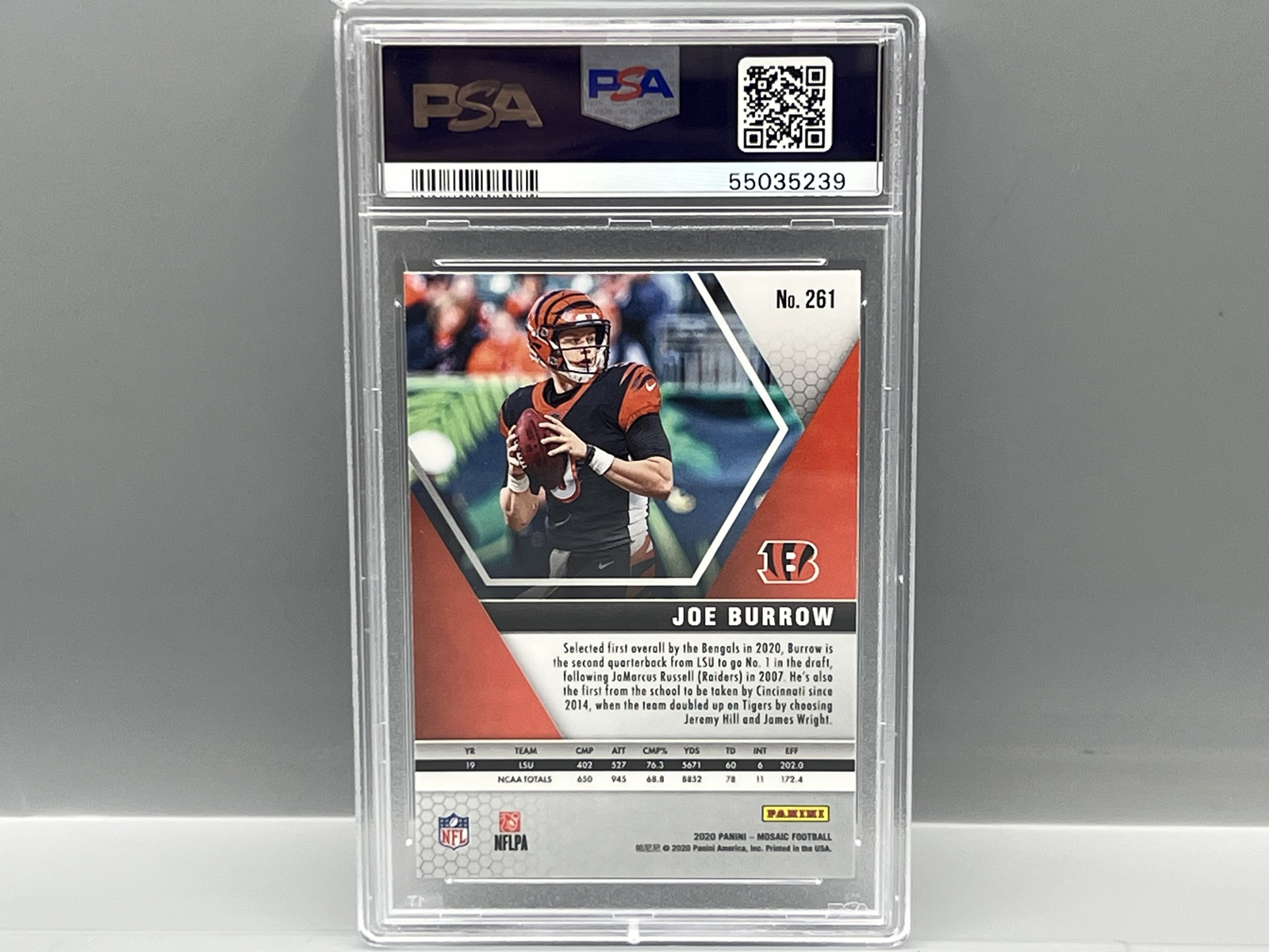 2020 Panini Mosaic Joe Burrow NFL Debut RC #261 PSA Gem Mint 10