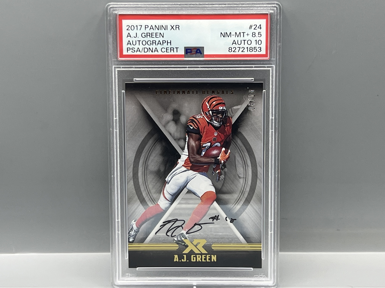 2017 Panini XR A.J. Green Auto #/10 PSA NM-MT+ 8.5 W/ 10 Auto