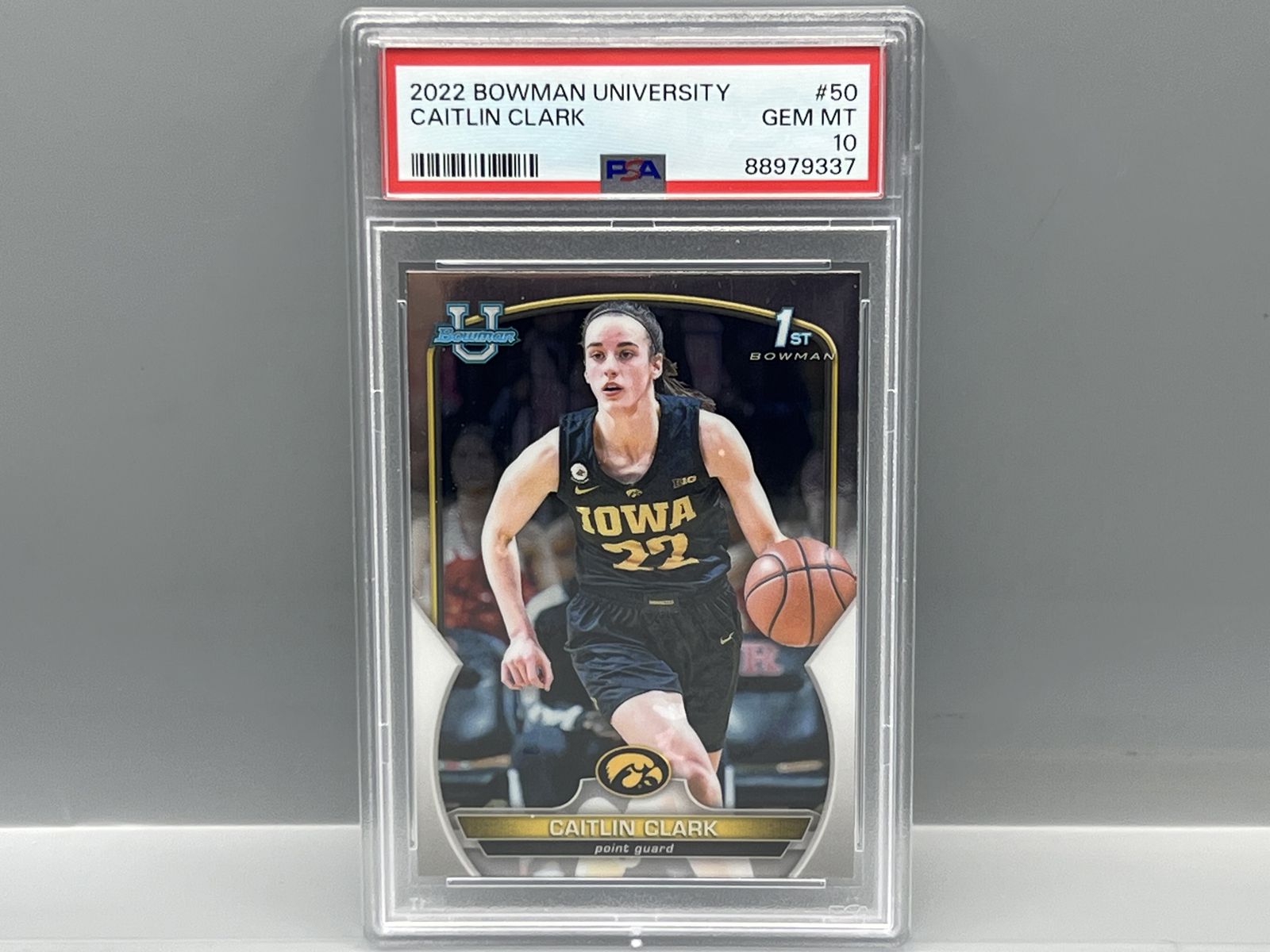 2022 Bowman University Caitlin Clark 1st Bowman RC #50 PSA Gem Mint 10