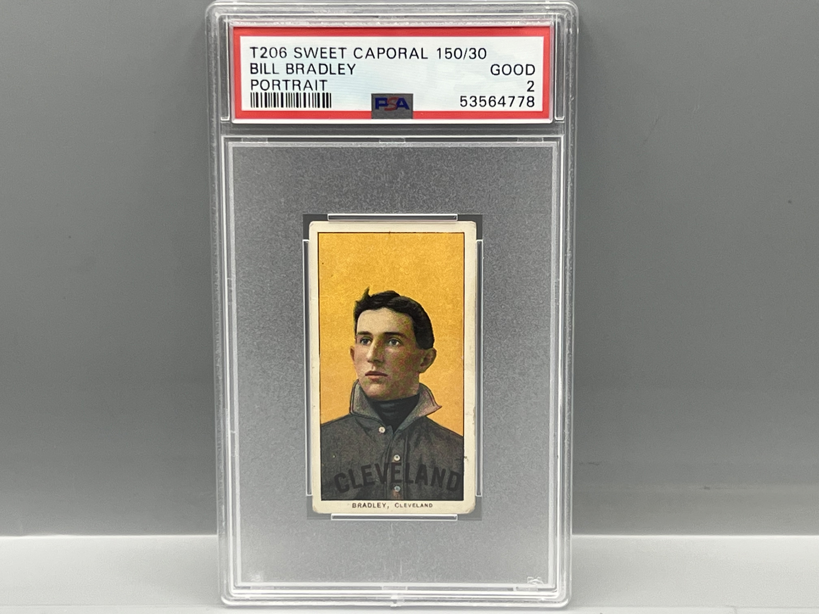1909-11 T206 Bill Bradley Portrait Sweet Caporal Back PSA Good 2