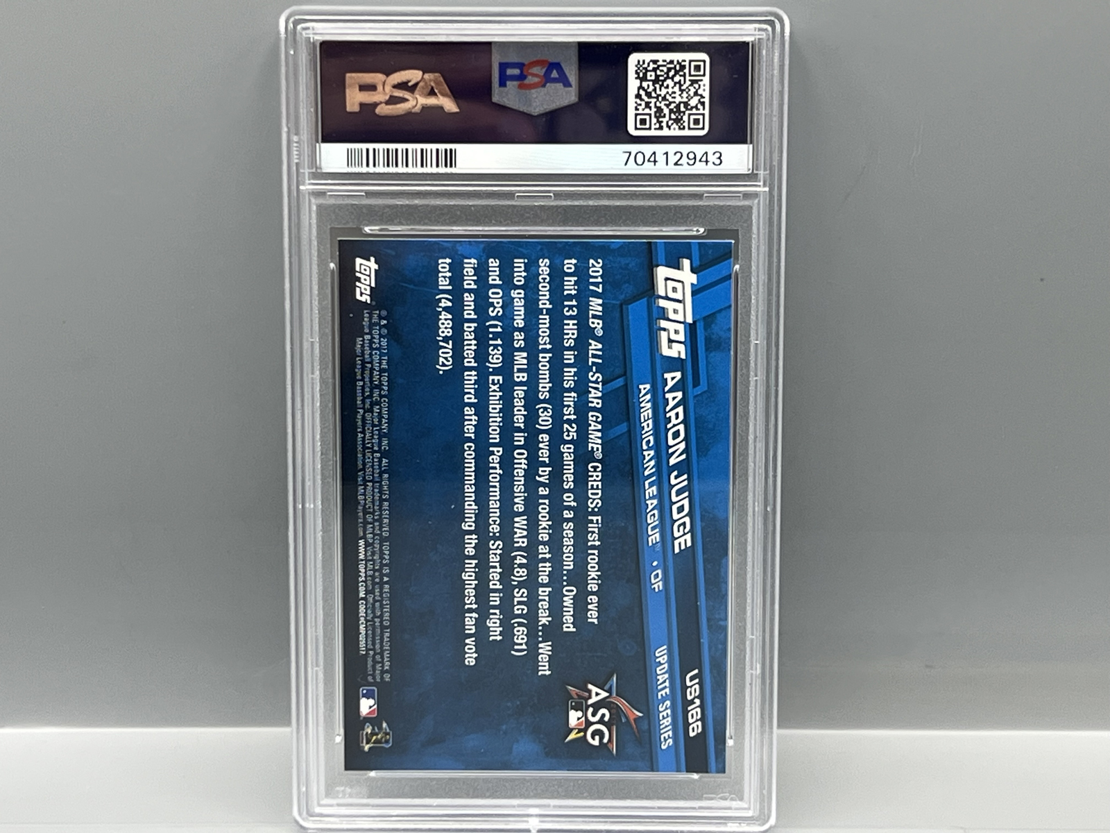 2017 Topps Update Aaron Judge Throwing RC #US166 PSA Gem Mint 10