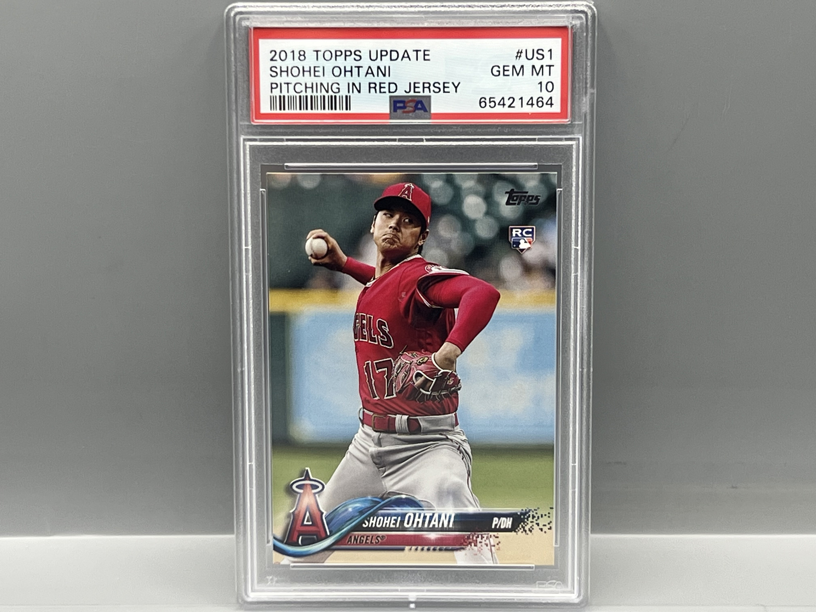 2018 Topps Update Shohei Ohtani Pitching In Red Jersey RC #US1 PSA Gem Mint 10