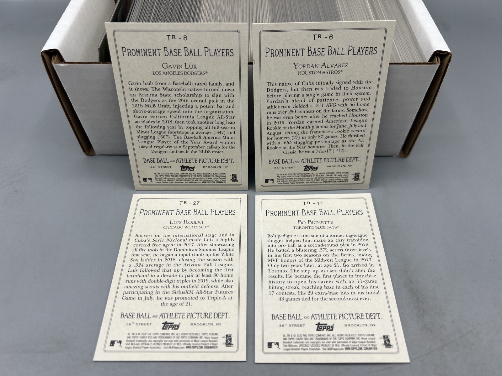 (4) 2020 Topps Turkey Red Baseball Complete 50 Card Sets W/ Yordan Alvarez RC, Luis Robert RC, Gavin Lux RC, & Bo Bichette RC - 4 Total Sets