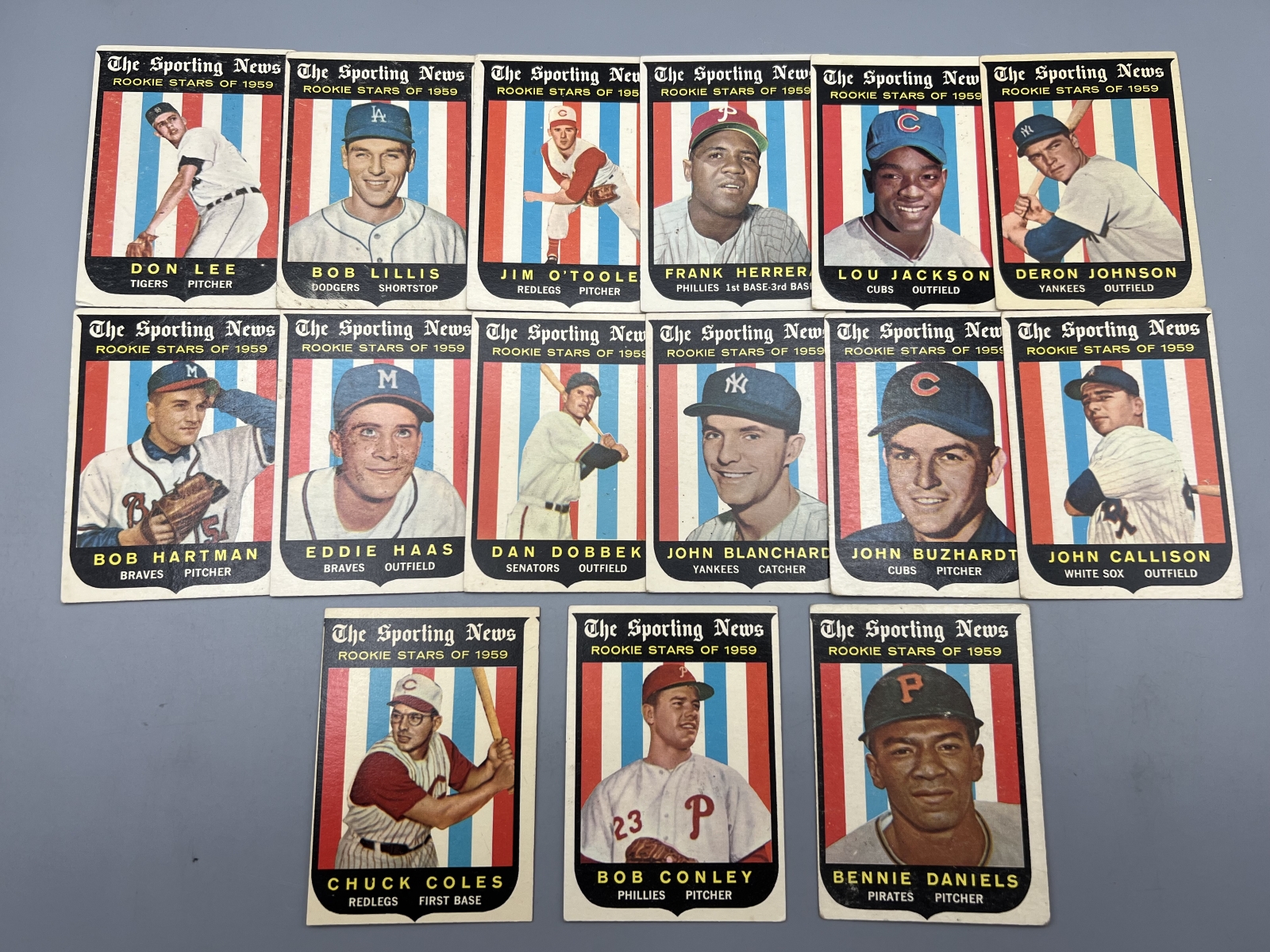 (15) 1959 Topps Baseball Rookie Cards - Varying Conditions