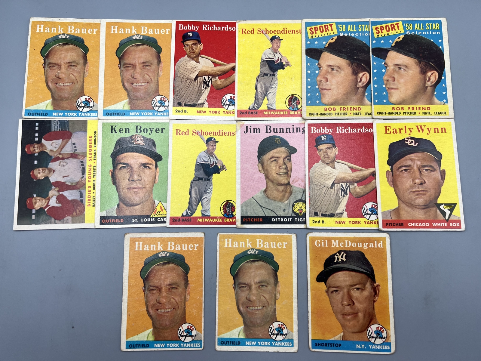 (15) 1958 Topps Baseball Star Player Cards - Frank Robinson, Jim Bunning, Early Wynn - Varying Conditions