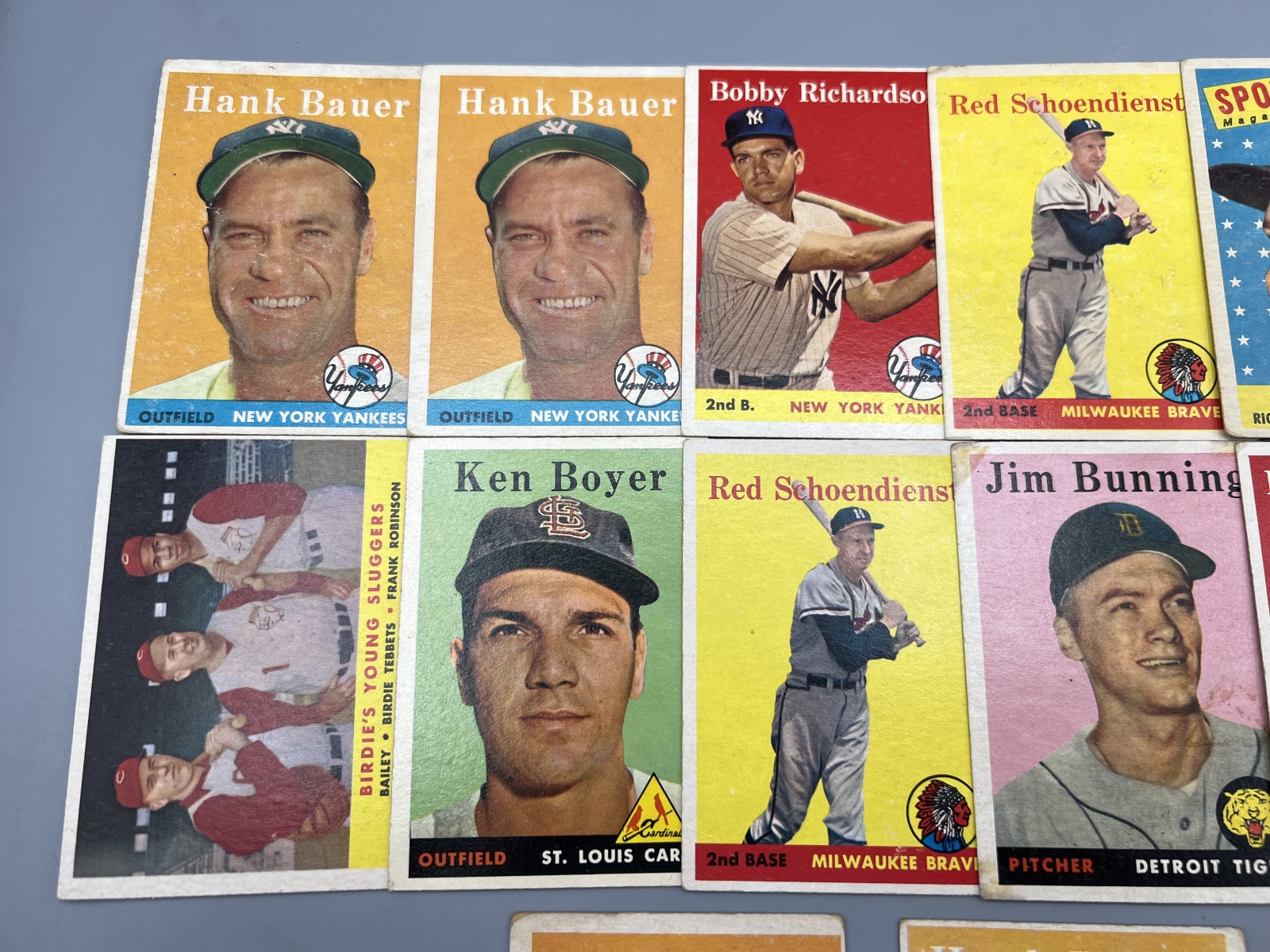 (15) 1958 Topps Baseball Star Player Cards - Frank Robinson, Jim Bunning, Early Wynn - Varying Conditions