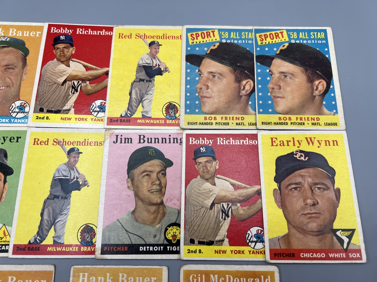 (15) 1958 Topps Baseball Star Player Cards - Frank Robinson, Jim Bunning, Early Wynn - Varying Conditions