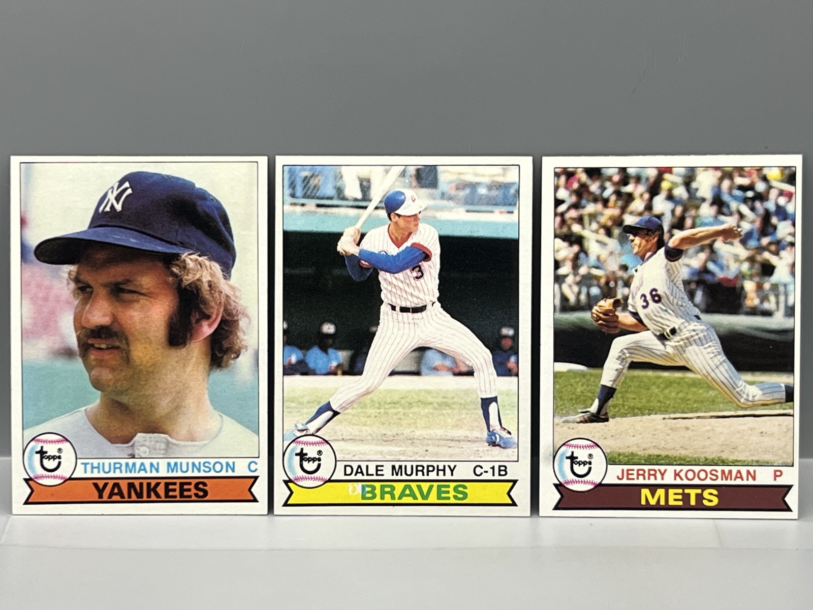 1979 Topps Thurman Munson #310, Dale Murphy #39, & Jerry Koosman #655