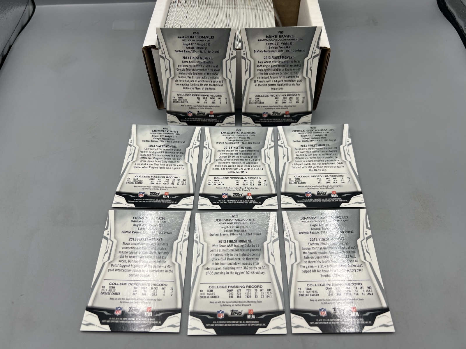 2014 Topps Finest Football Complete 150 Card Set W/ Aaron Donald RC, Mike Evans RC, Odell Beckham Jr. RC, & Many More Star RCs