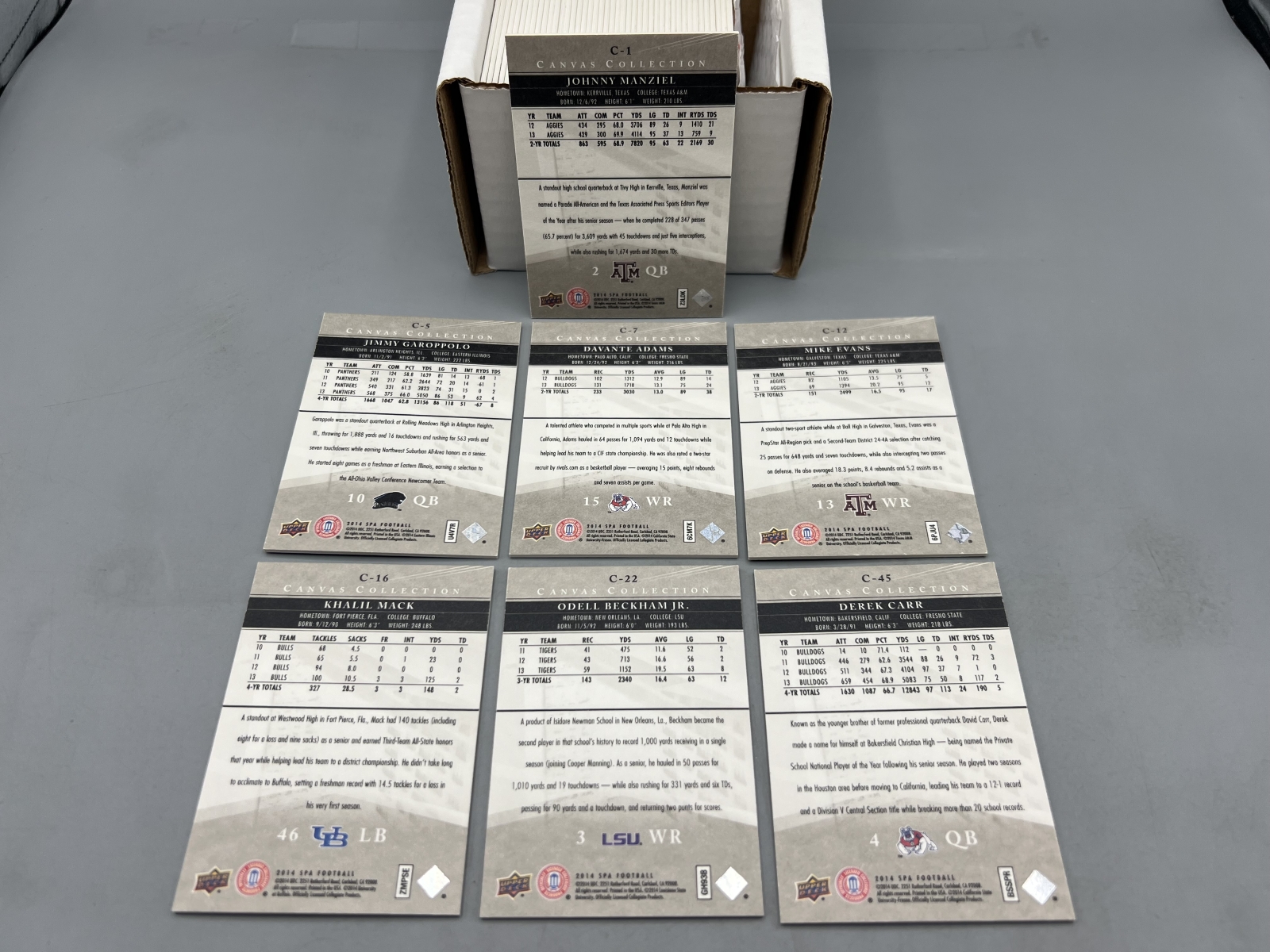 2014 Upper Deck SP Authentic Canvas Football Complete 50 Card Set W/ Mike Evans RC, Davante Adams RC, Odell Beckham Jr. RC & Many More Star 