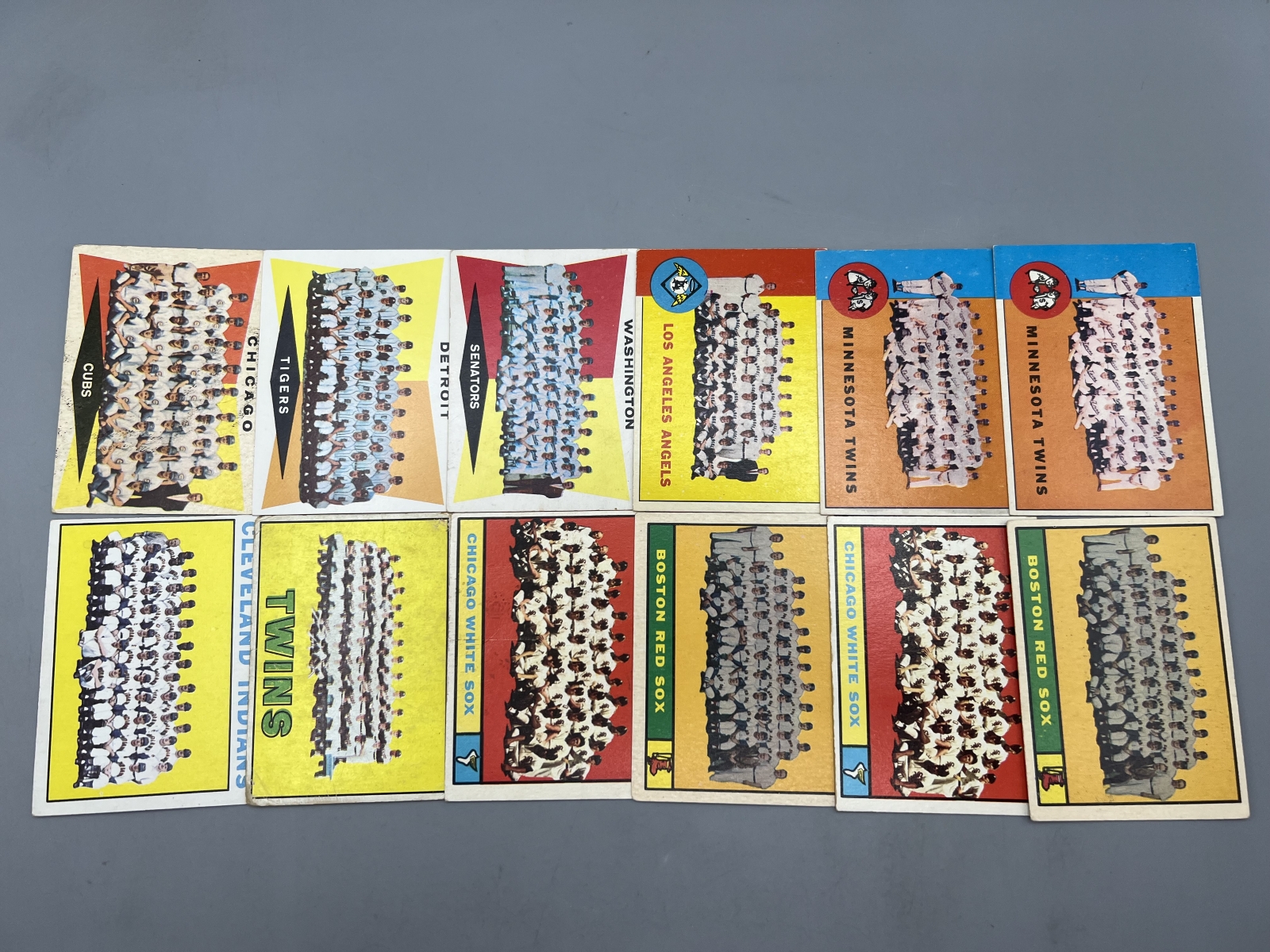 (12) 1960s Topps Baseball Team Cards - Varying Conditions