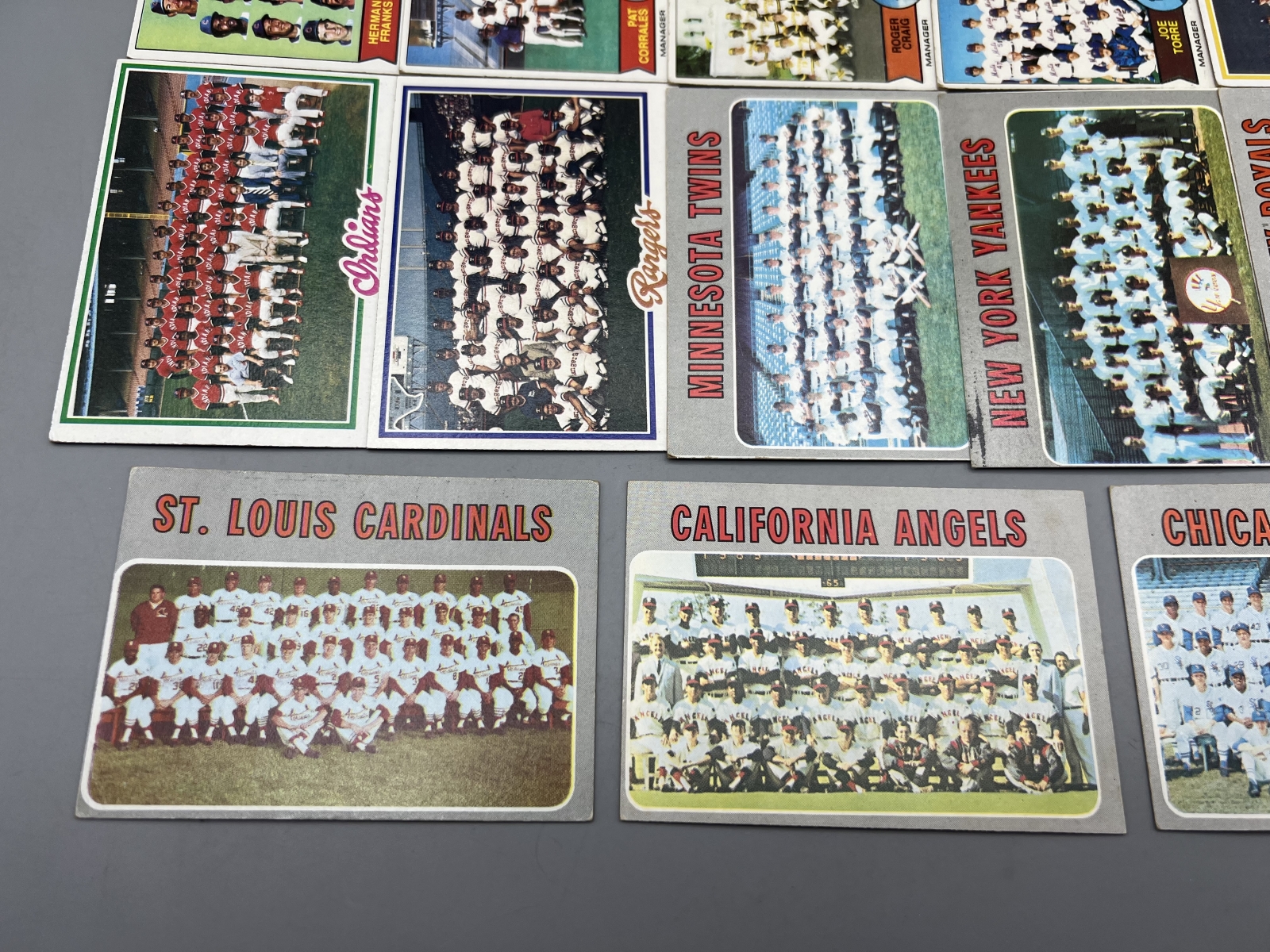 (13) 1970s Topps Baseball Team Cards - Varying Conditions