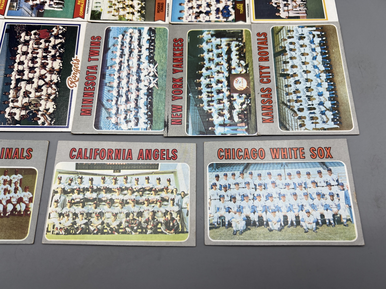 (13) 1970s Topps Baseball Team Cards - Varying Conditions