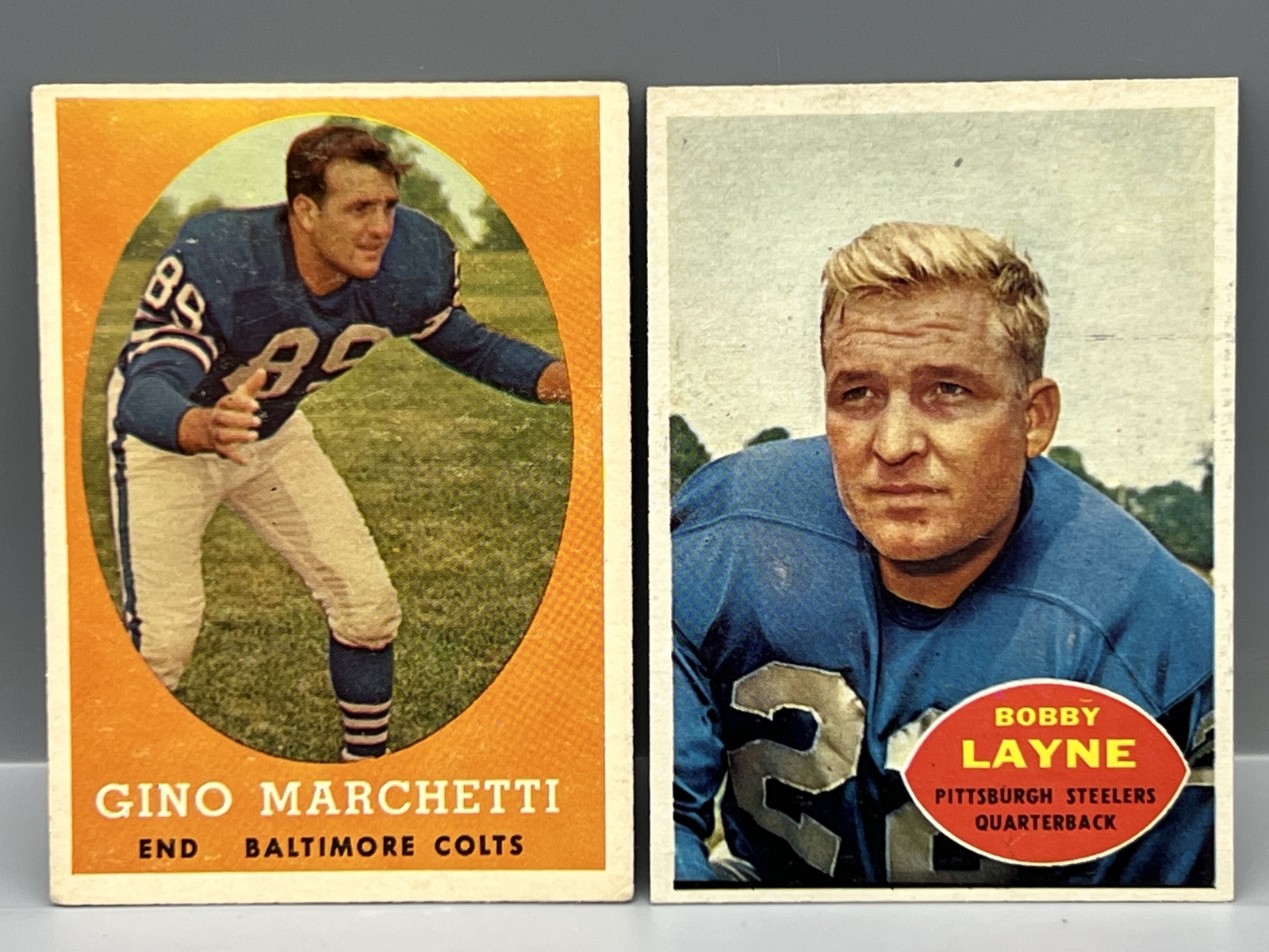 1958 Topps Gino Marchetti #16 & 1960 Topps Bobby Layne #60
