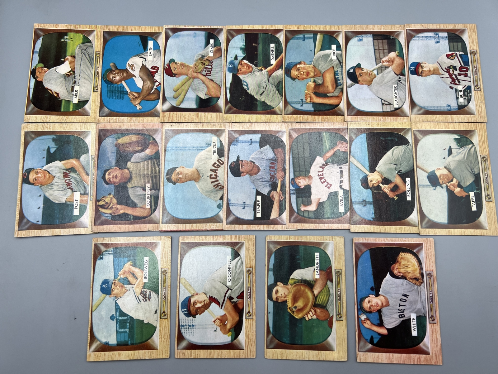 (18) 1955 Bowman Baseball Cards W/ Enos Slaughter - Varying Conditions
