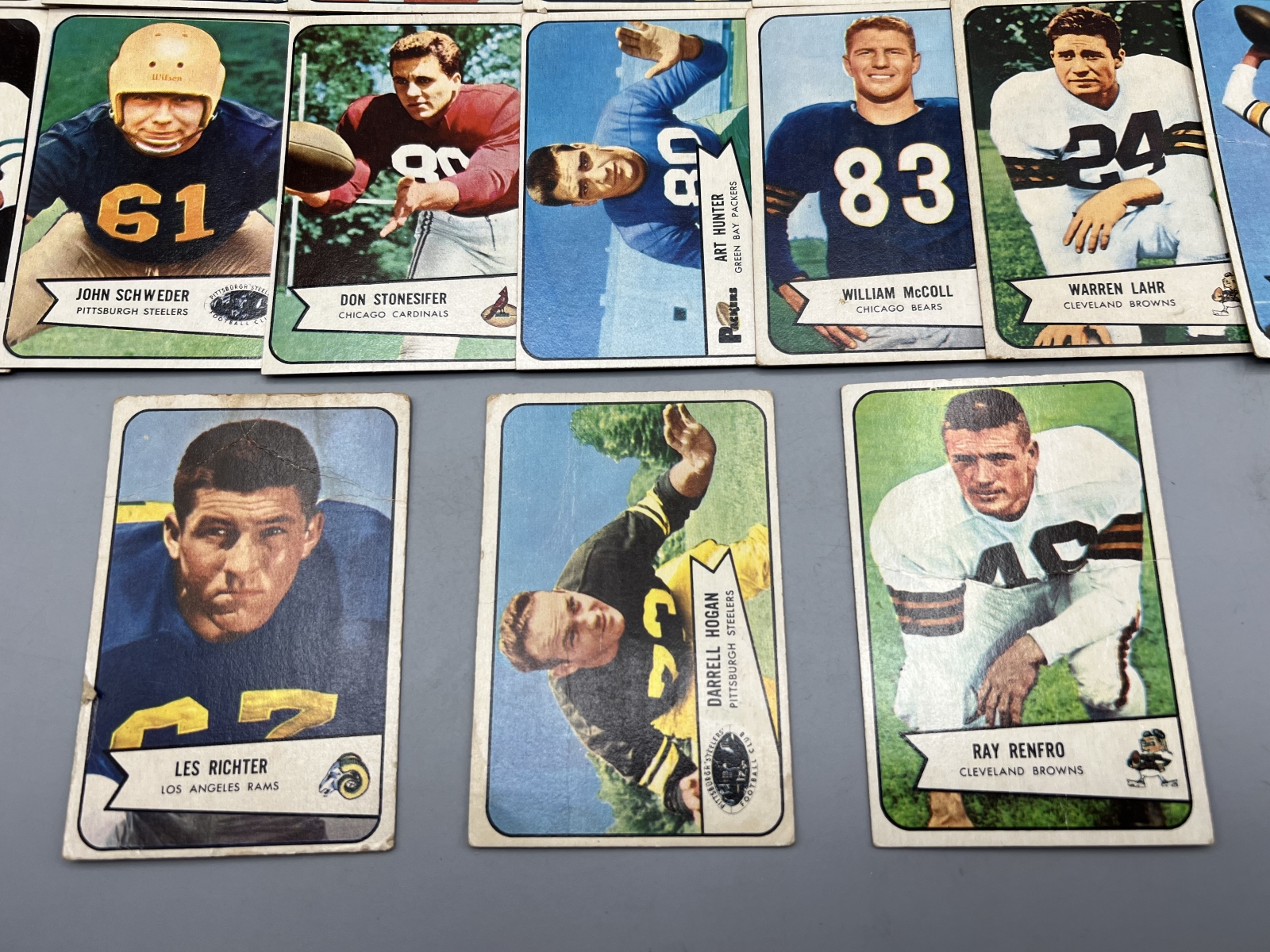 (17) 1954 Bowman Football Cards - Varying Conditions