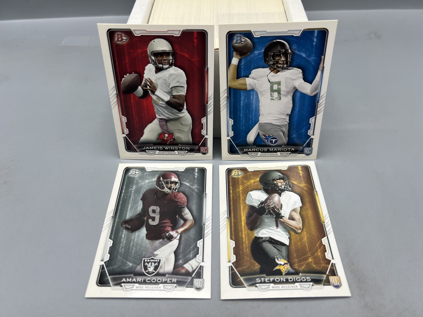 2015 Bowman Football Complete 220 Card Set W/ Jameis Winston RC, Marcus Mariota RC, Stefon Diggs RC, & Amari Cooper RC