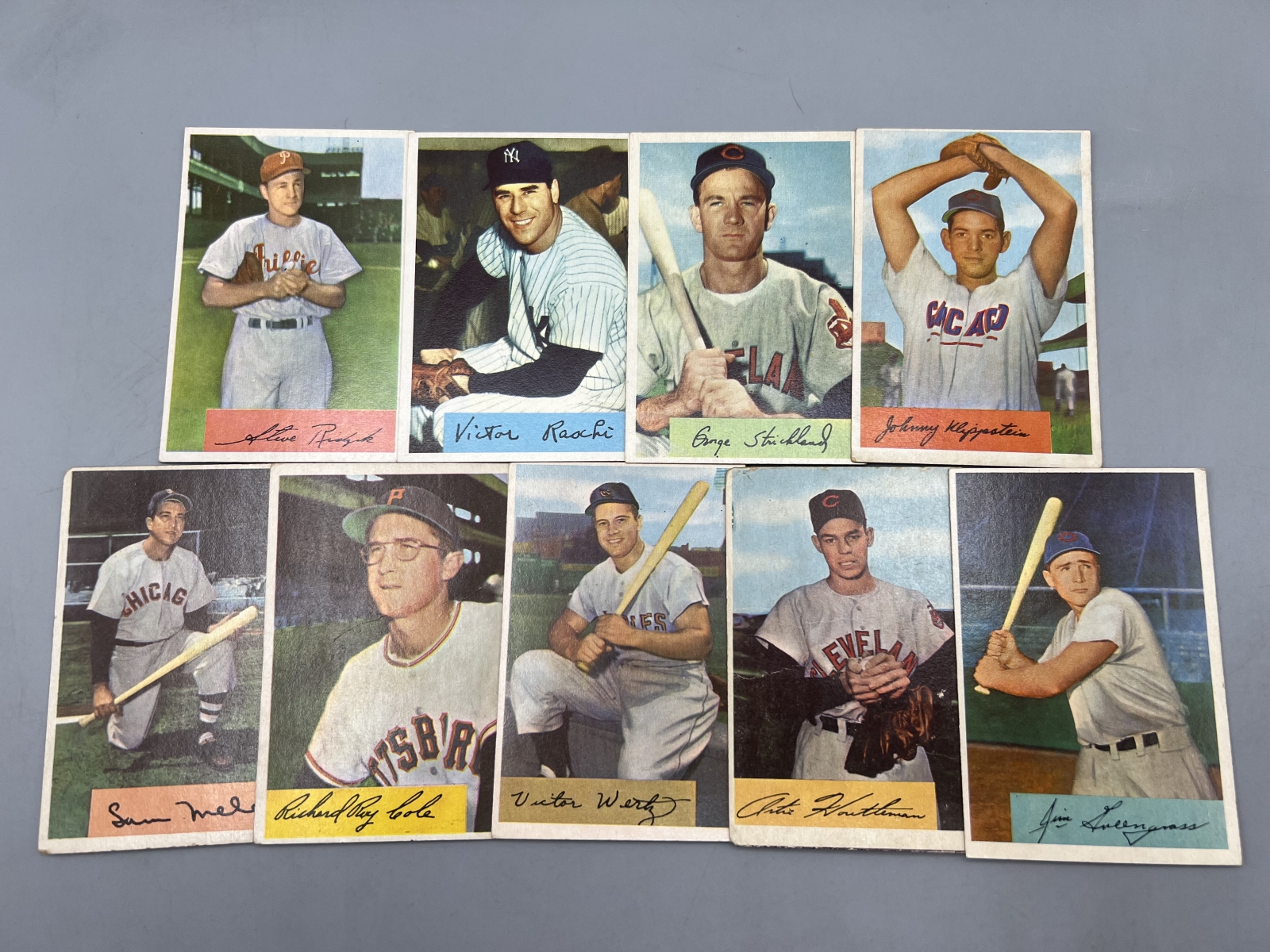 (9) 1954 Bowman Baseball Cards - Varying Conditions